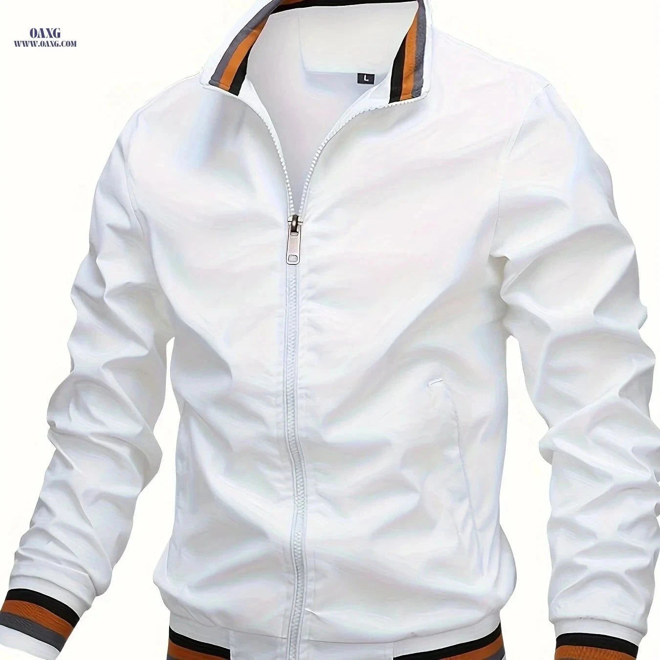 Stripe Edge Bomber Jacket - Men's Casual Zip Up for Spring Fashion   OAXG Black / FR S