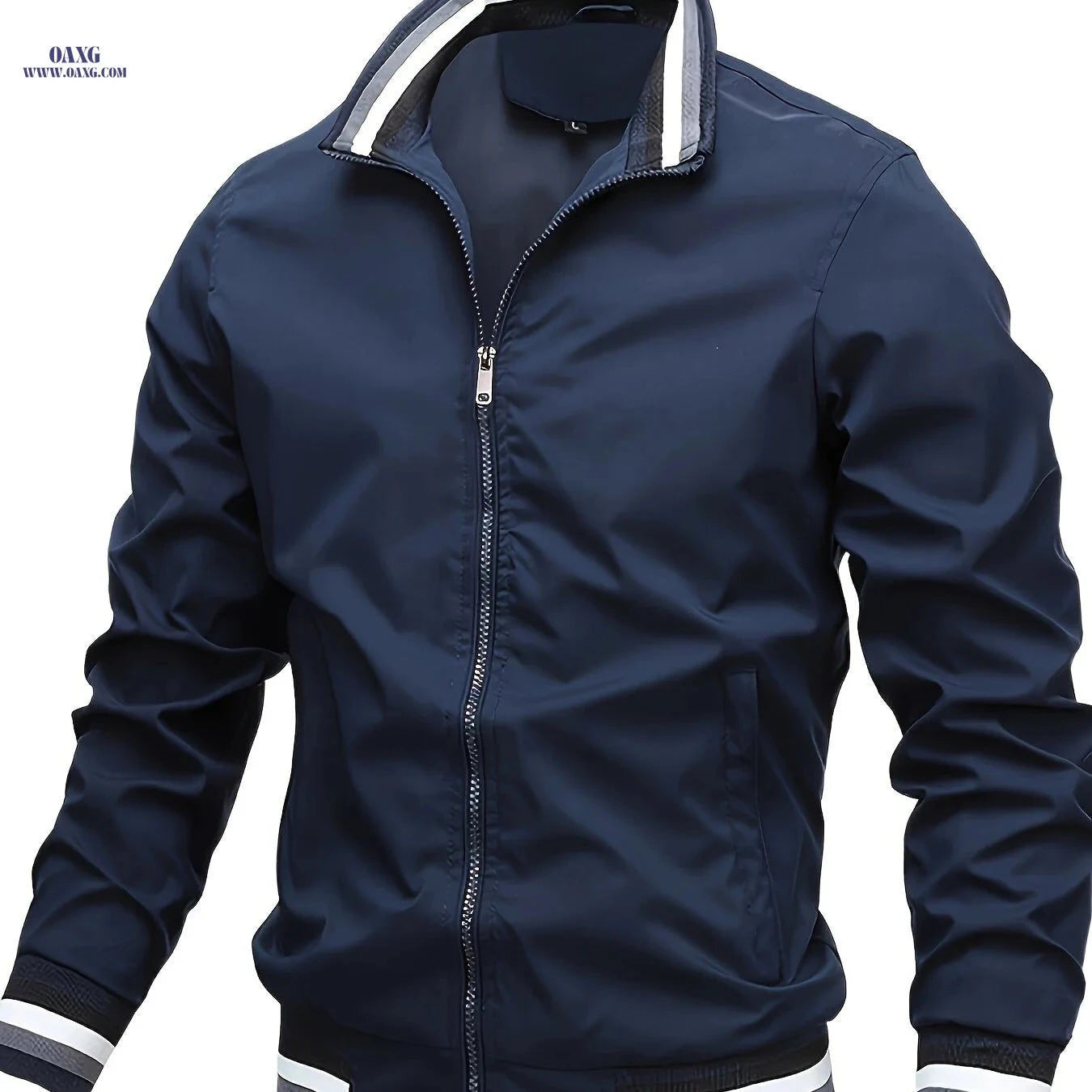 Stripe Edge Bomber Jacket - Men's Casual Zip Up for Spring Fashion   OAXG Black / FR S