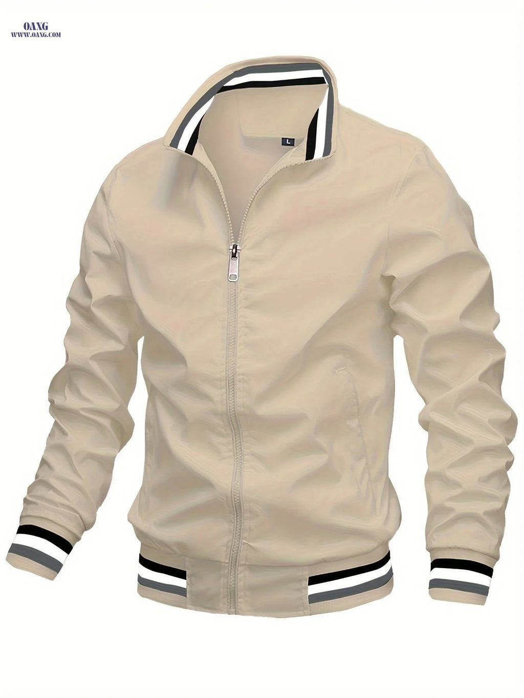 Stripe Edge Bomber Jacket - Men's Casual Zip Up for Spring Fashion   OAXG Black / FR S