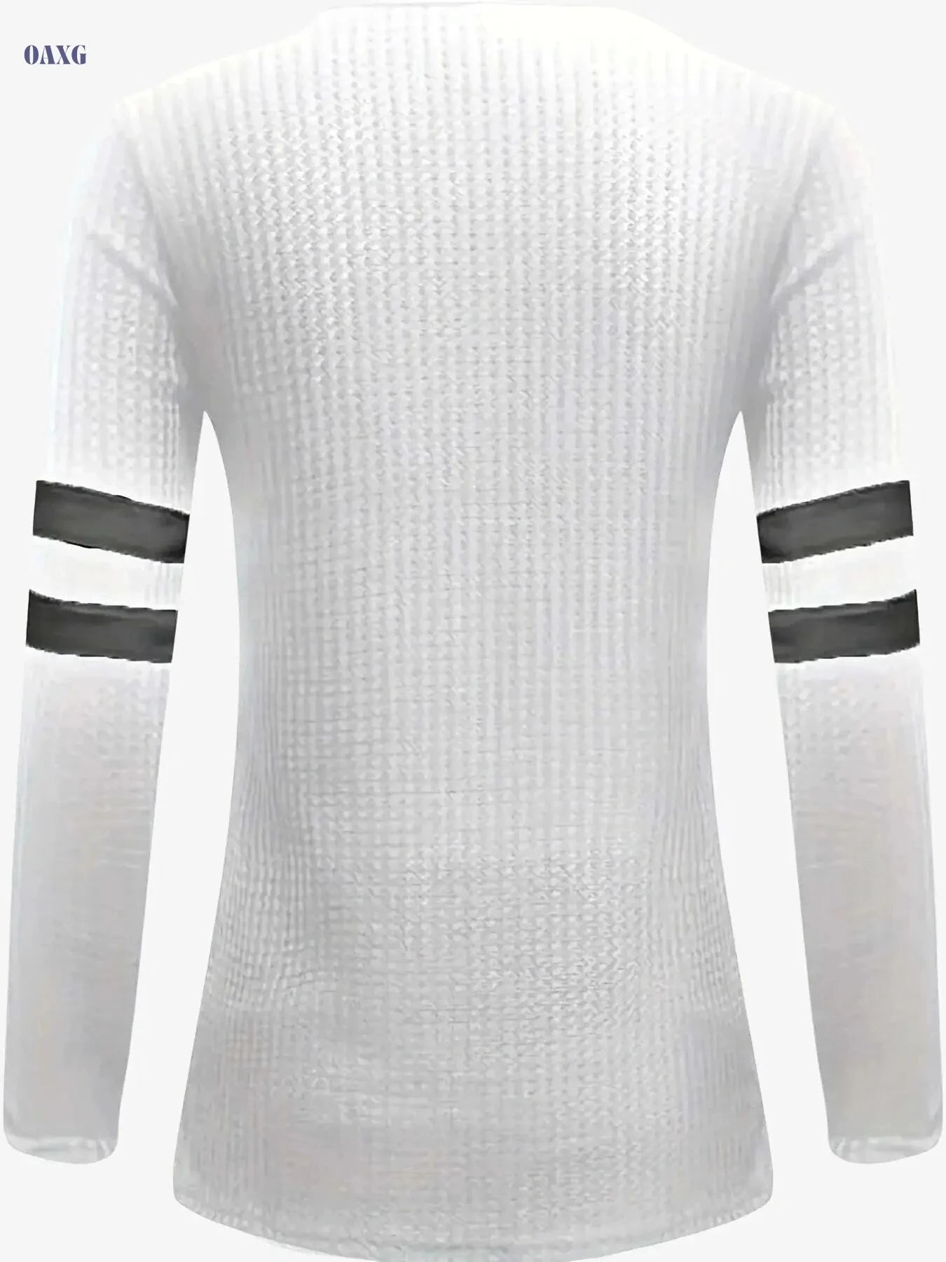 Stripe & Letter Print Zip Front Tee - Casual V-Neck Long Sleeve   OAXG White / S