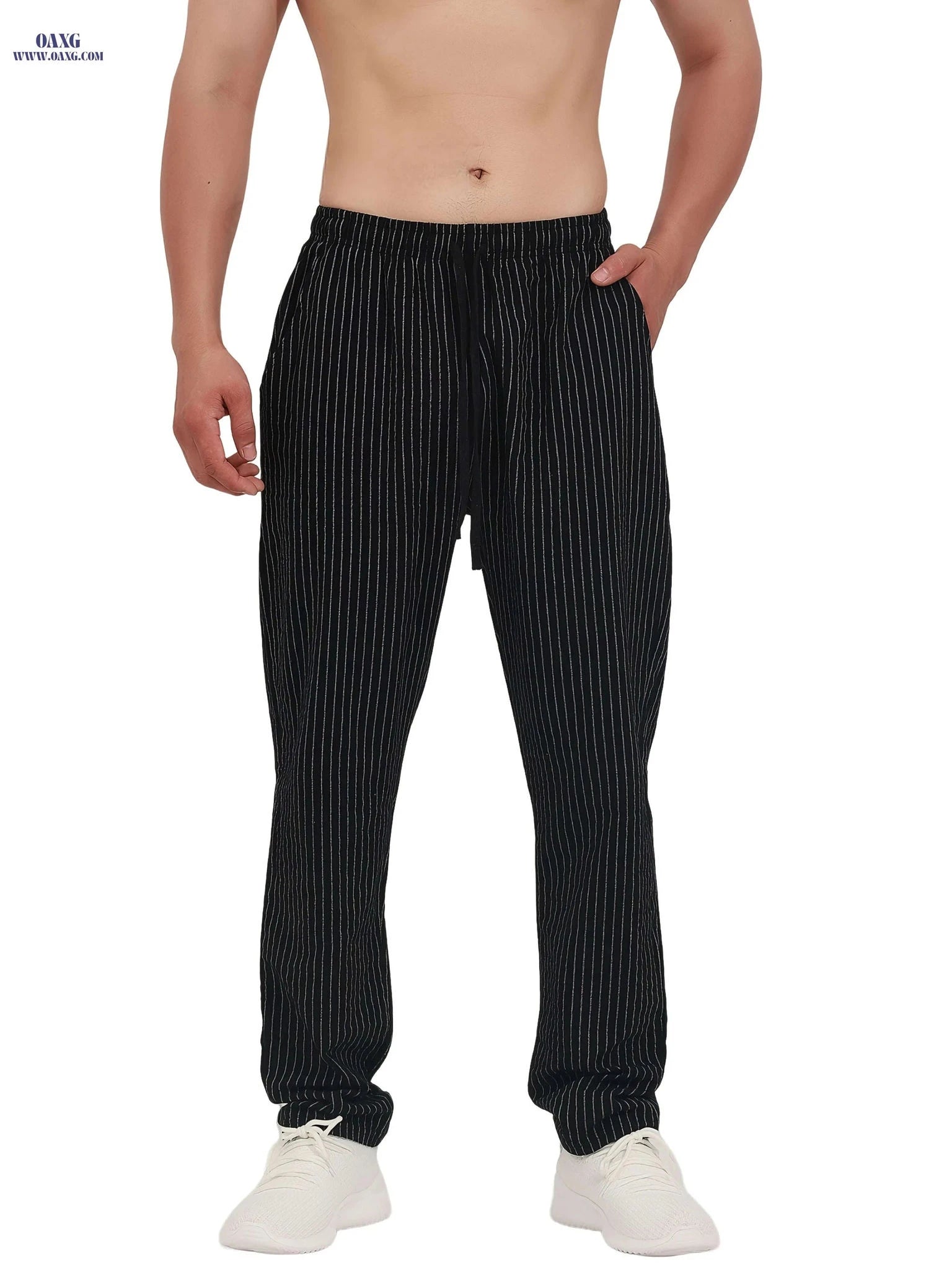 Striped Breathable Chef Pants - Lightweight, Moisture-Wicking Comfort   OAXG 