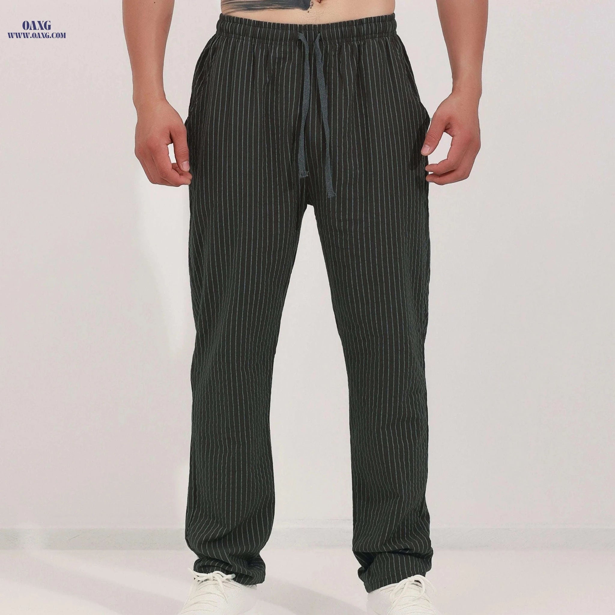 Striped Breathable Chef Pants - Lightweight, Moisture-Wicking Comfort   OAXG Black / FR S