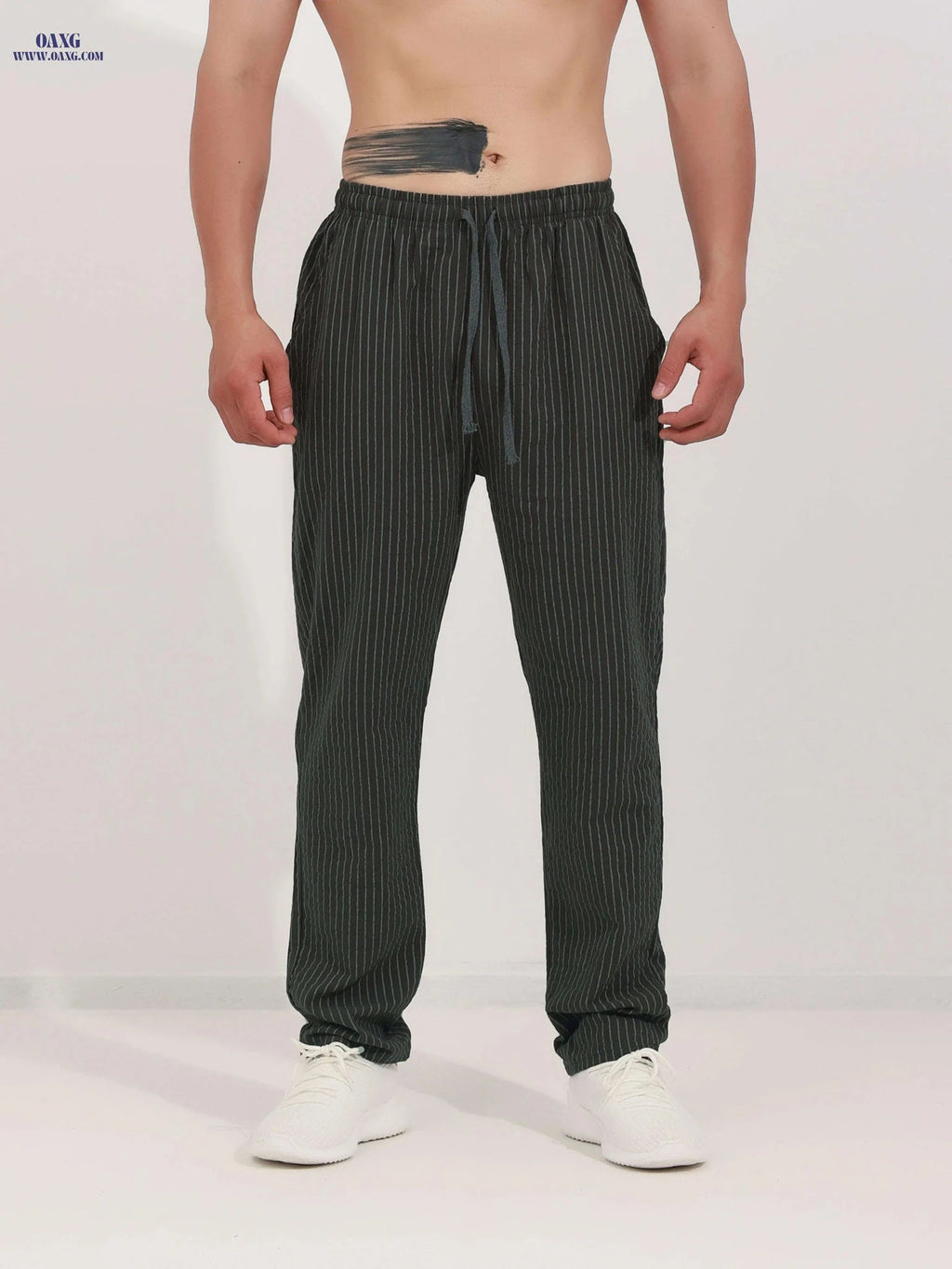 Striped Breathable Chef Pants - Lightweight, Moisture-Wicking Comfort   OAXG Black / FR S
