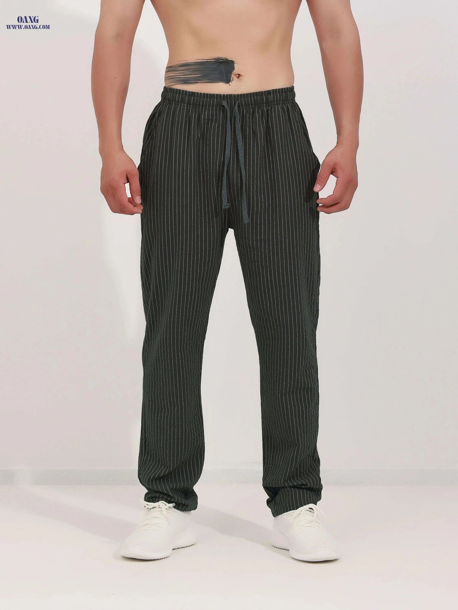 Striped Breathable Chef Pants - Lightweight, Moisture-Wicking Comfort   OAXG Black / FR S