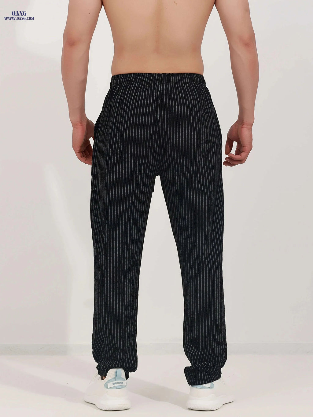 Striped Breathable Chef Pants - Lightweight, Moisture-Wicking Comfort   OAXG Black / FR S