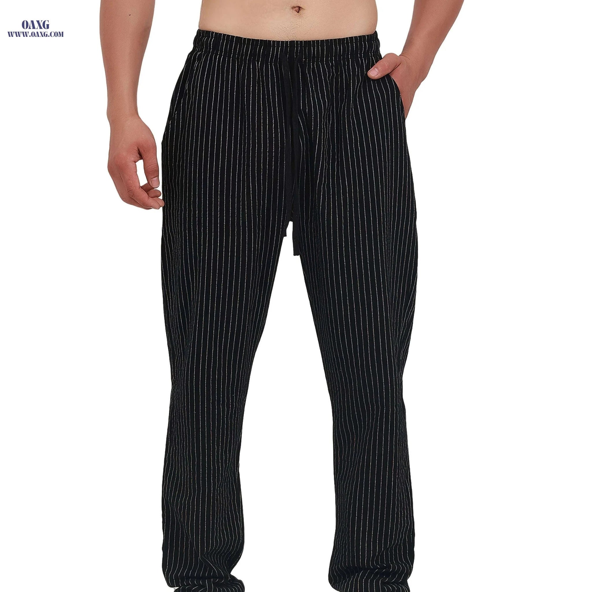 Striped Breathable Chef Pants - Lightweight, Moisture-Wicking Comfort   OAXG Black / FR S