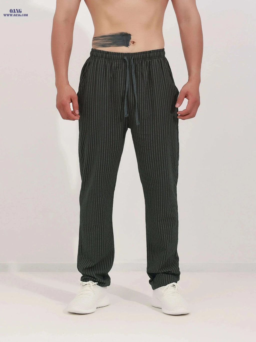 Striped Breathable Chef Pants - Lightweight, Moisture-Wicking Comfort   OAXG Black / FR S