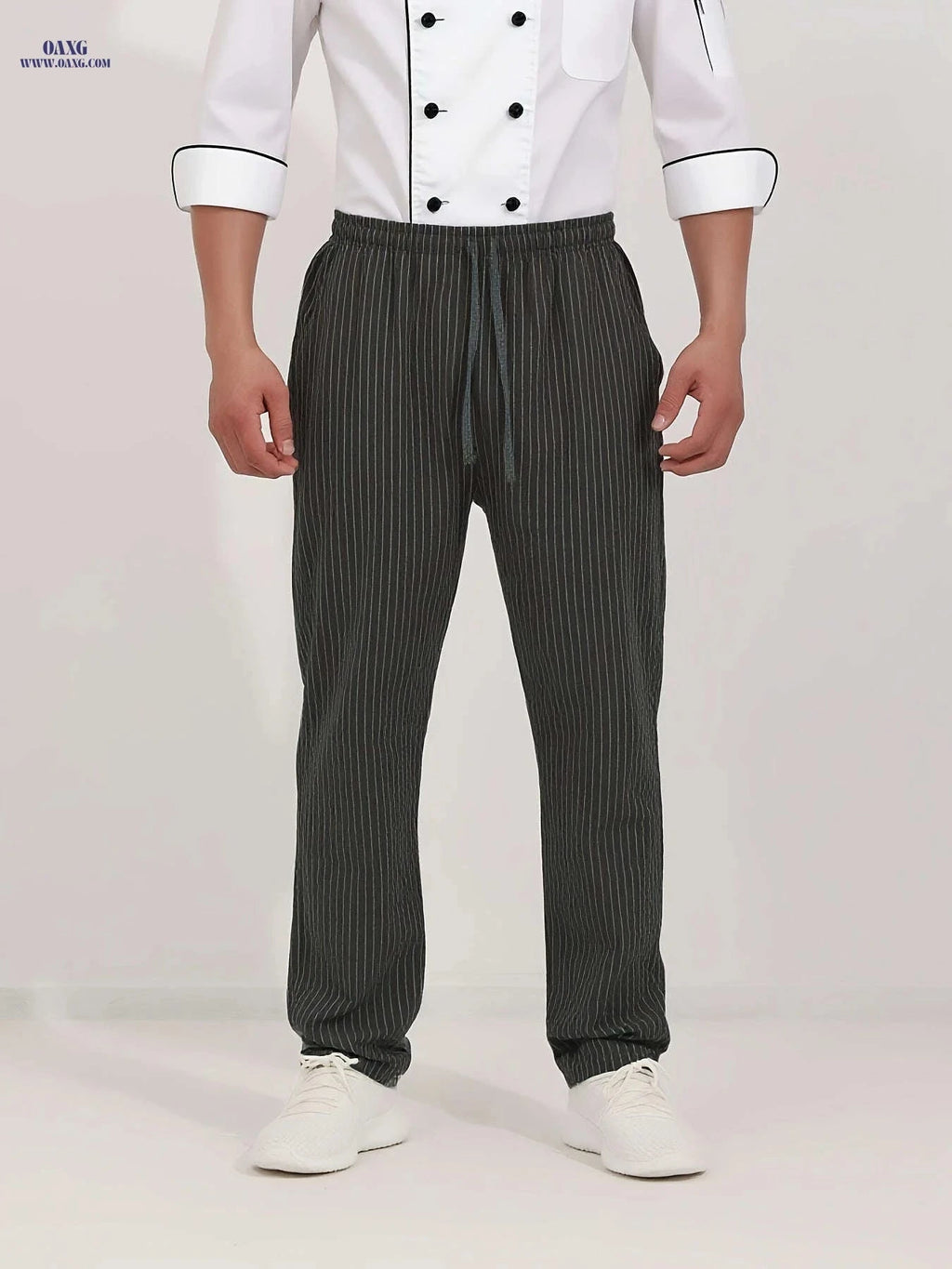 Striped Breathable Chef Pants - Lightweight, Moisture-Wicking Comfort   OAXG 