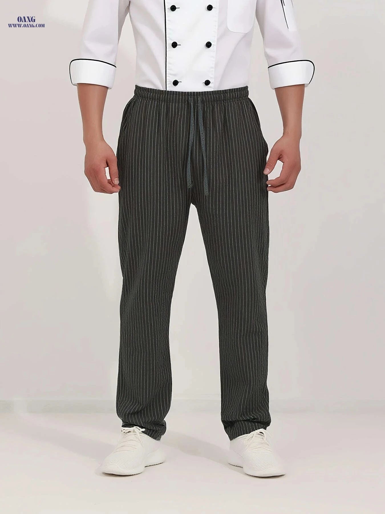 Striped Breathable Chef Pants - Lightweight, Moisture-Wicking Comfort   OAXG 