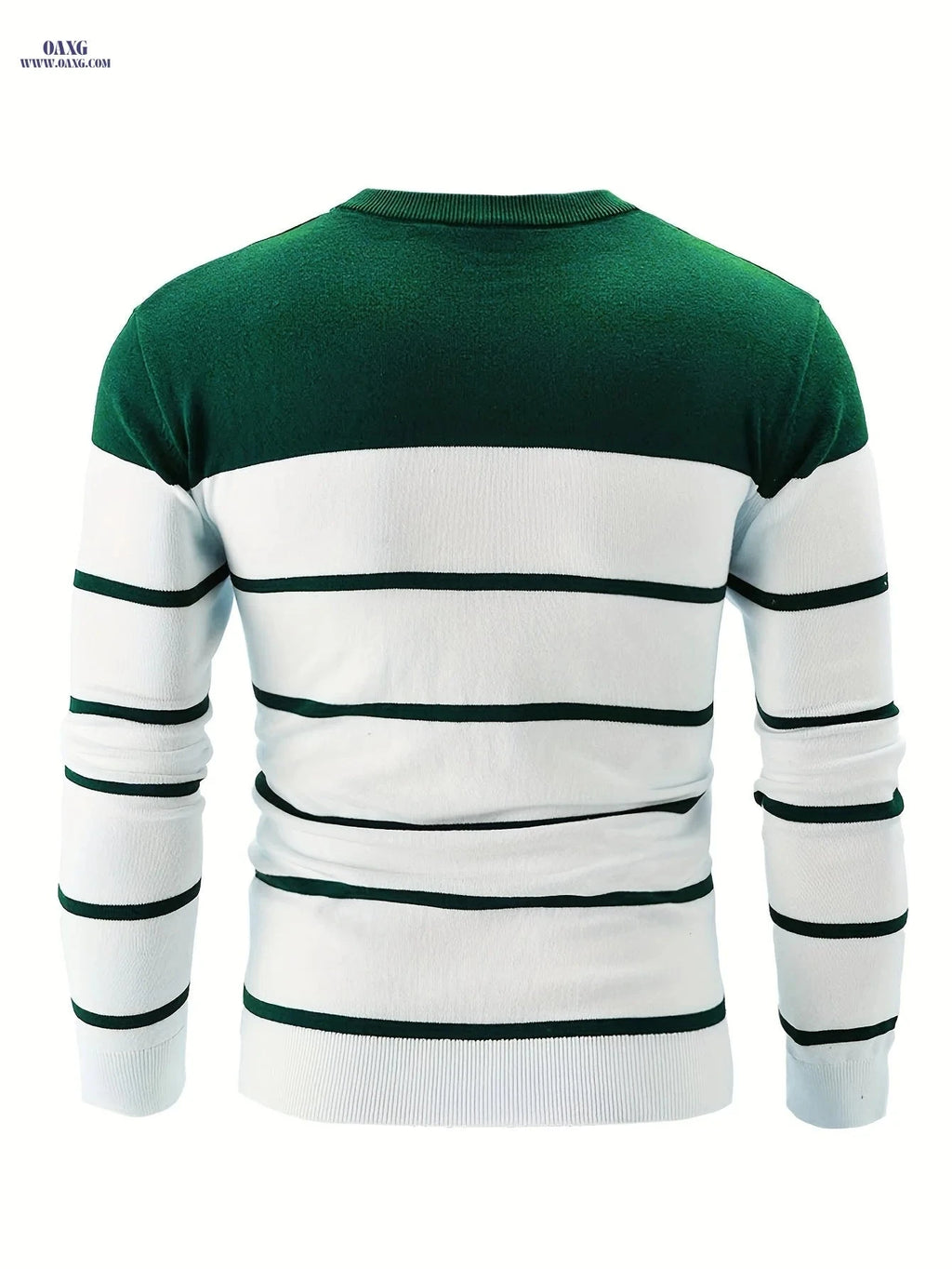 Striped Crew Neck Pullover Sweater for Men - 100% Cotton Warm Top   OAXG 