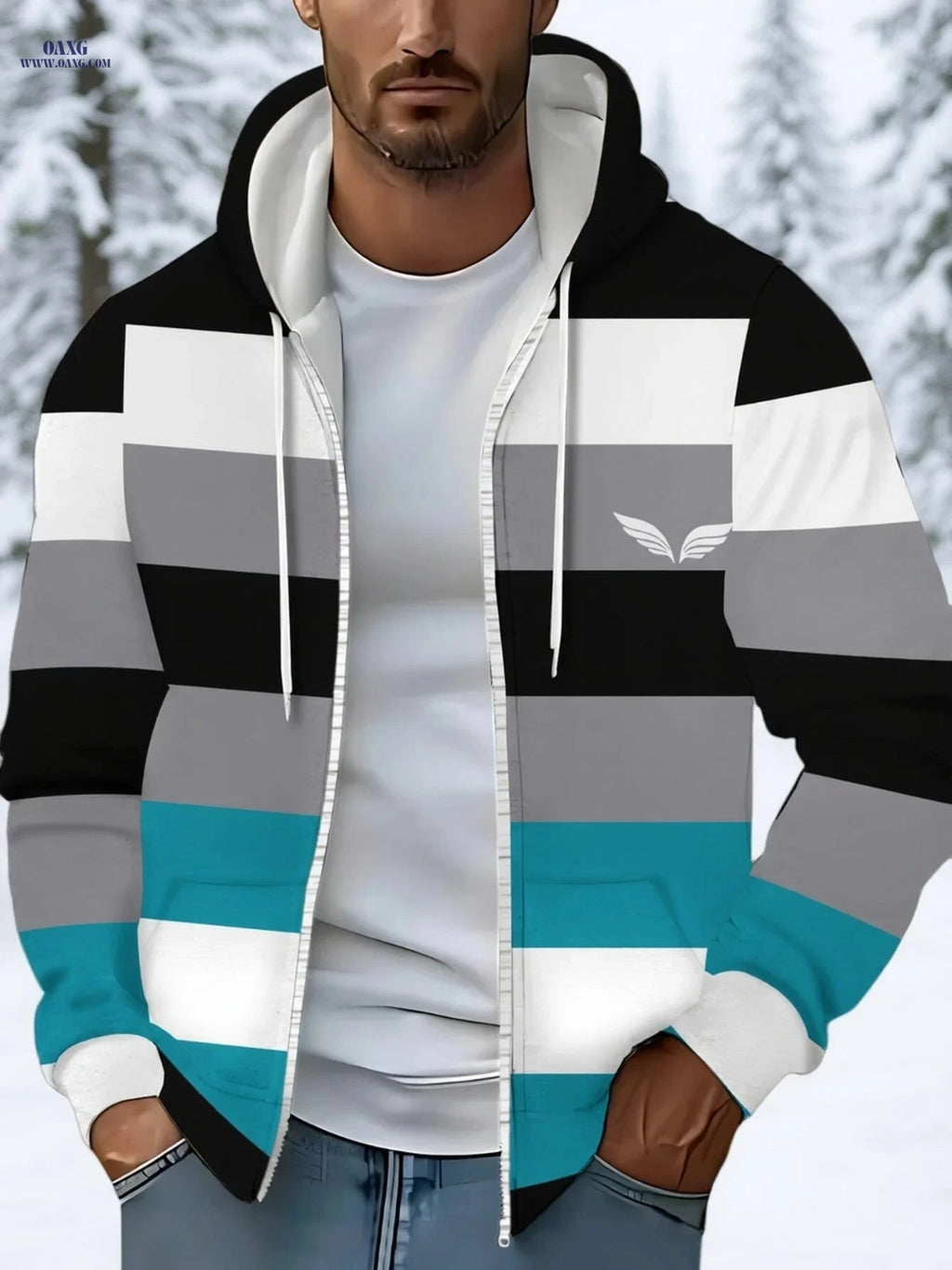 Striped Lightweight Hoodie - Casual Fall/Winter Style for Men   OAXG 