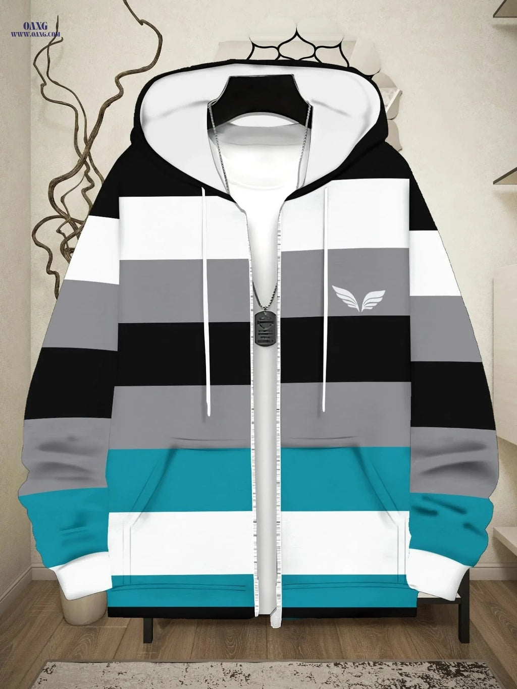 Striped Lightweight Hoodie - Casual Fall/Winter Style for Men   OAXG 