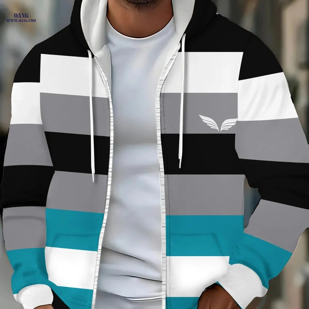 Striped Lightweight Hoodie - Casual Fall/Winter Style for Men   OAXG Multicolor / FR M