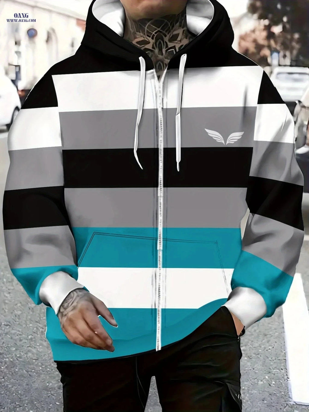 Striped Lightweight Hoodie - Casual Fall/Winter Style for Men   OAXG Multicolor / FR M