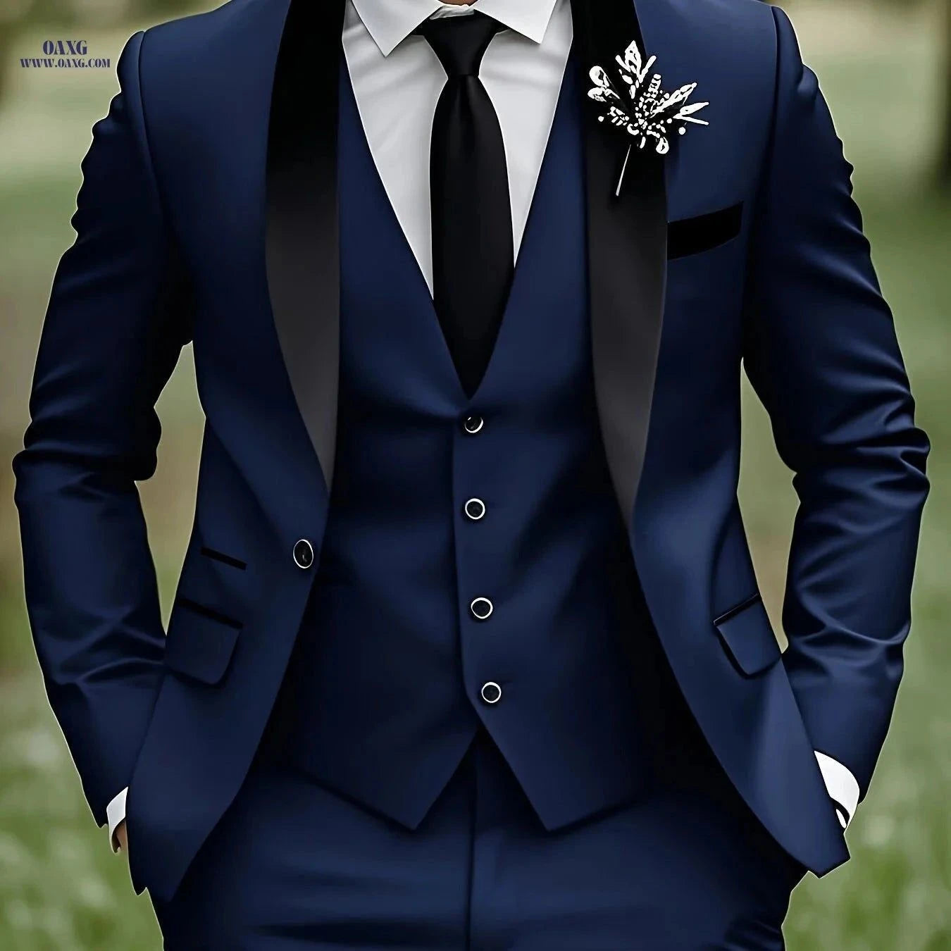 Stylish 3-Piece Men's Suit Set - Blazer, Vest & Trousers   OAXG Grey / FR XXS