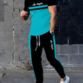 Stylish 3D Print Two-Piece Set - Short-Sleeve T-Shirt & Drawstring Pants   OAXG 