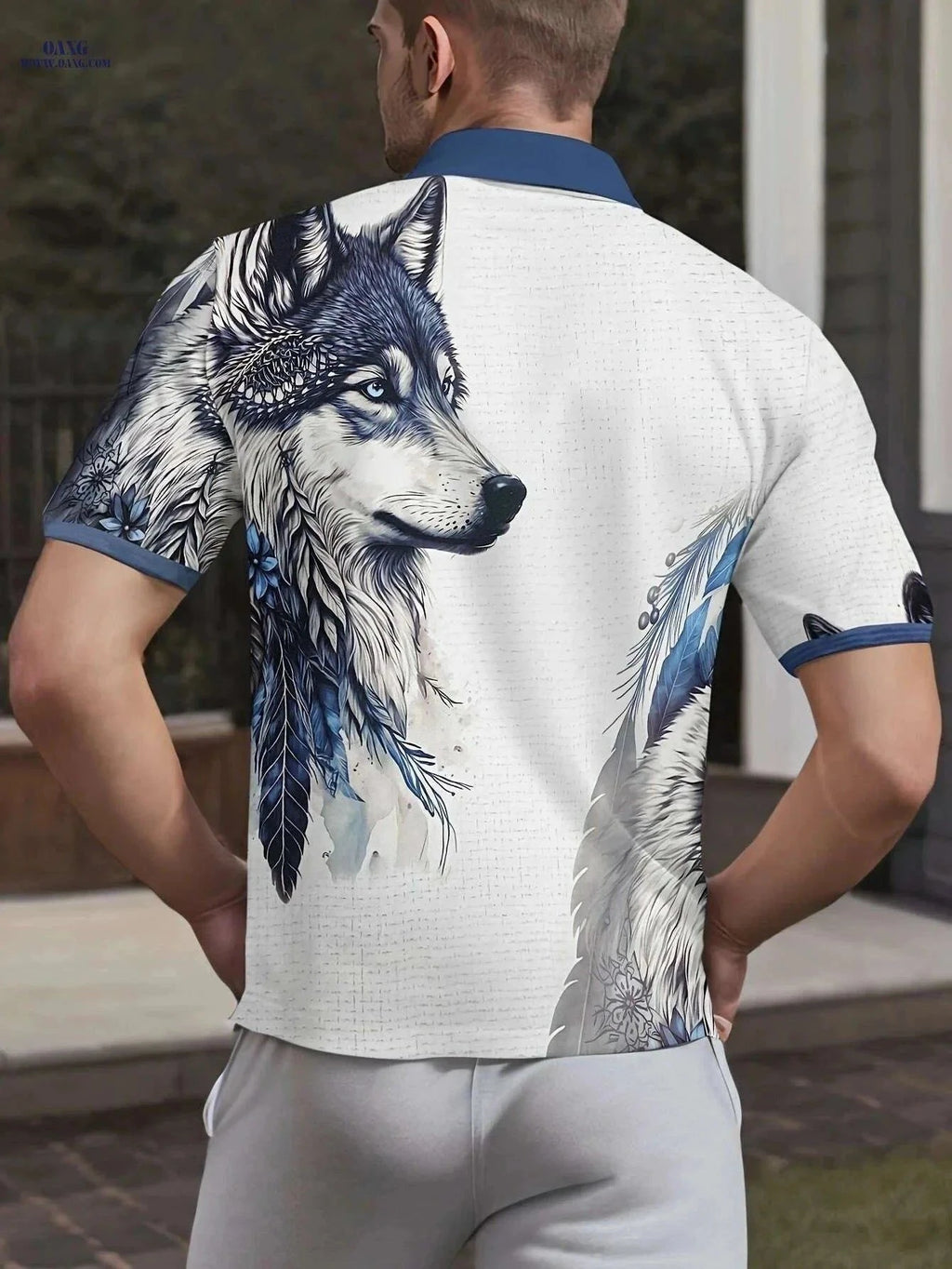 Stylish 3D Wolf Print Shirt - Breathable Short-Sleeve for Summer   OAXG White / M