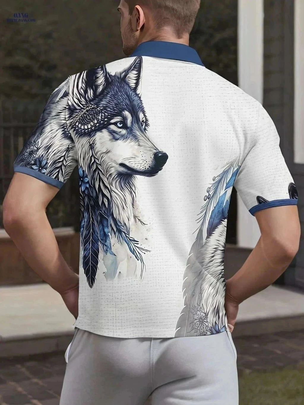 Stylish 3D Wolf Print Shirt - Breathable Short-Sleeve for Summer   OAXG White / M