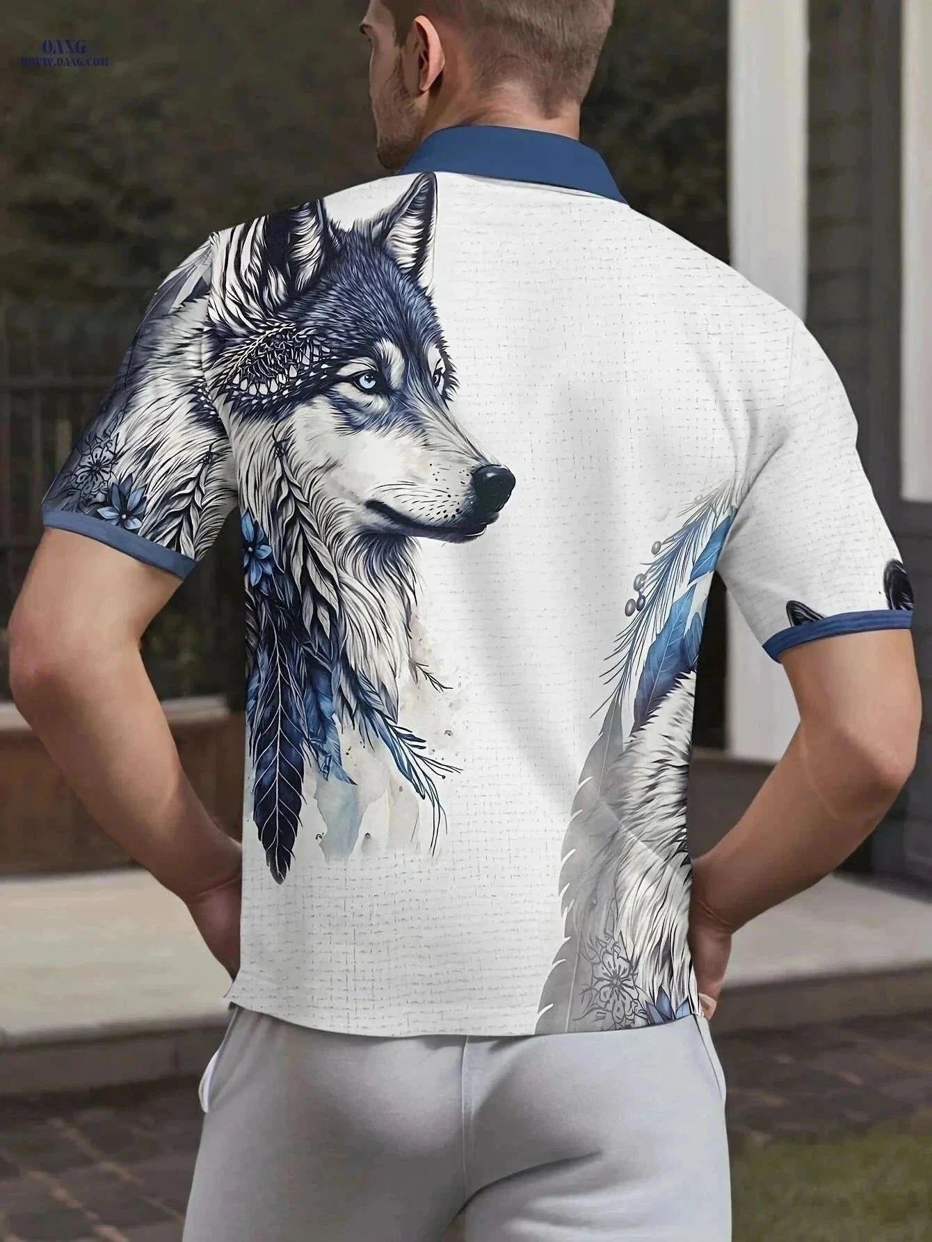 Stylish 3D Wolf Print Shirt - Breathable Short-Sleeve for Summer   OAXG White / M