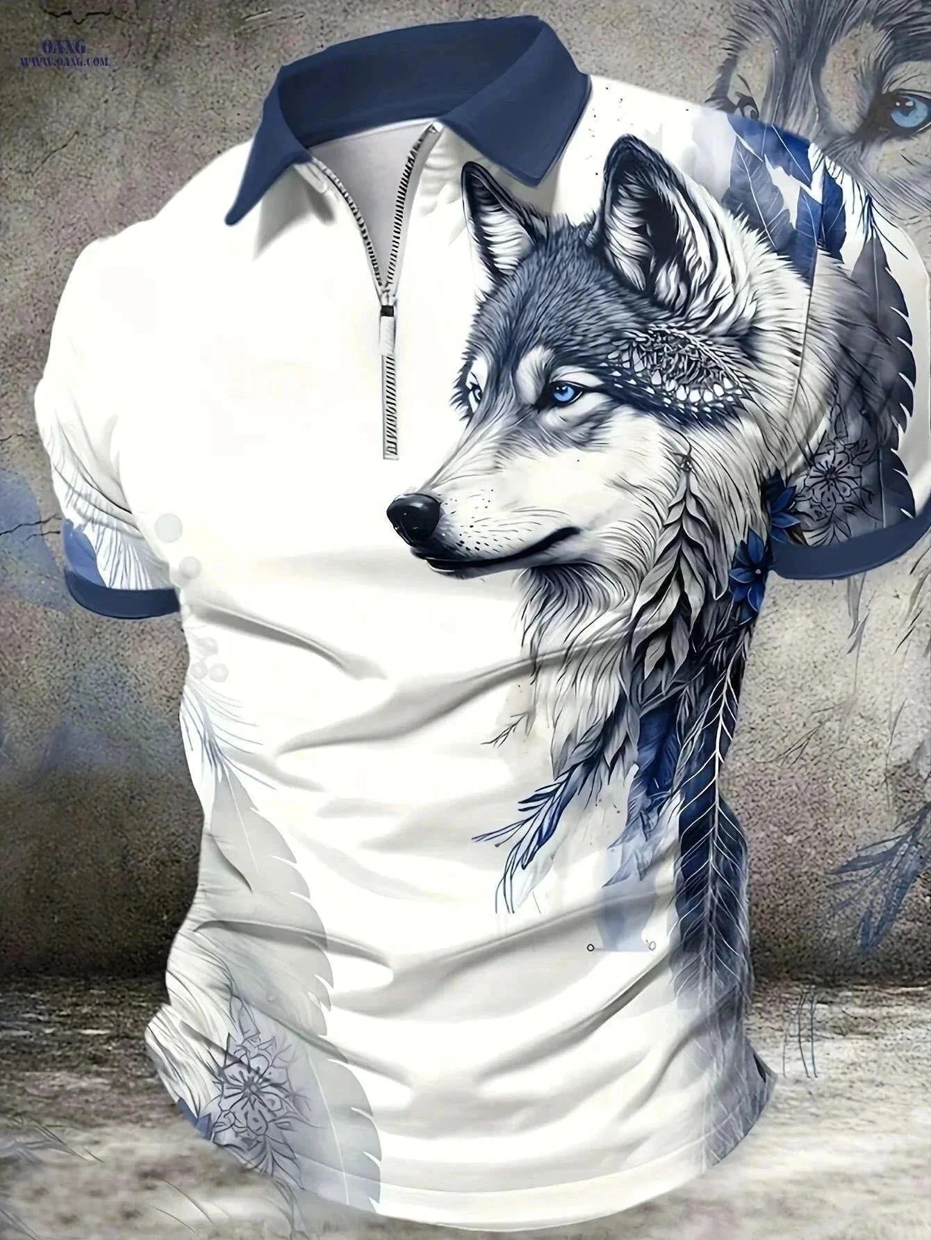 Stylish 3D Wolf Print Shirt - Breathable Short-Sleeve for Summer   OAXG White / M