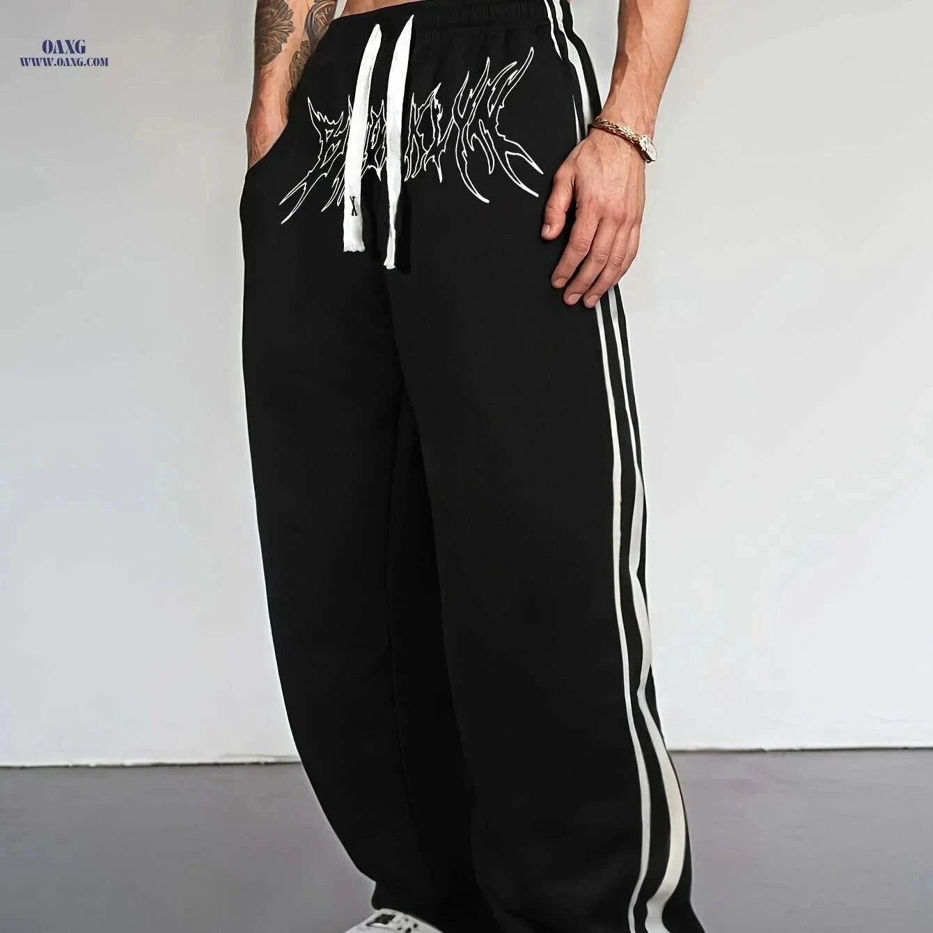 Stylish Black Men's Joggers - Comfortable Polyester Sweatpants for Sports   OAXG Black / S