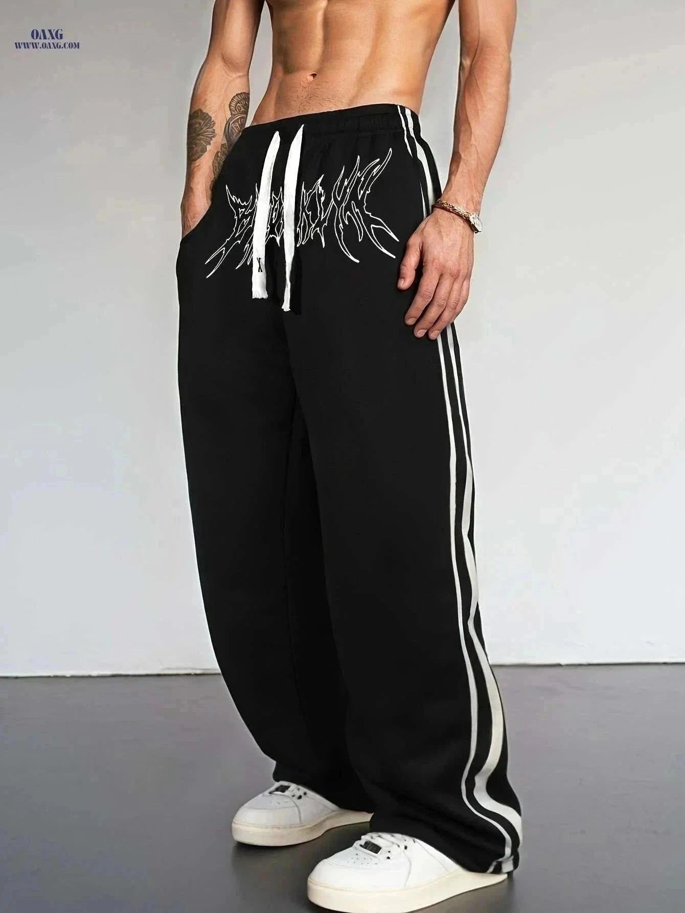 Stylish Black Men's Joggers - Comfortable Polyester Sweatpants for Sports   OAXG Black / S