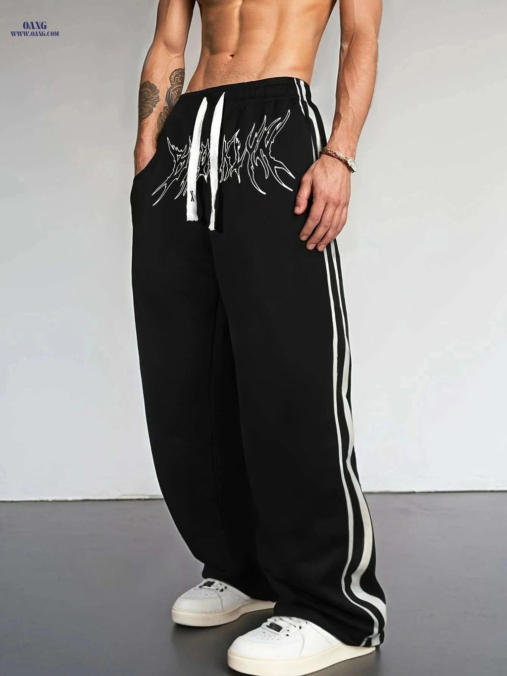 Stylish Black Men's Joggers - Comfortable Polyester Sweatpants for Sports   OAXG Black / S