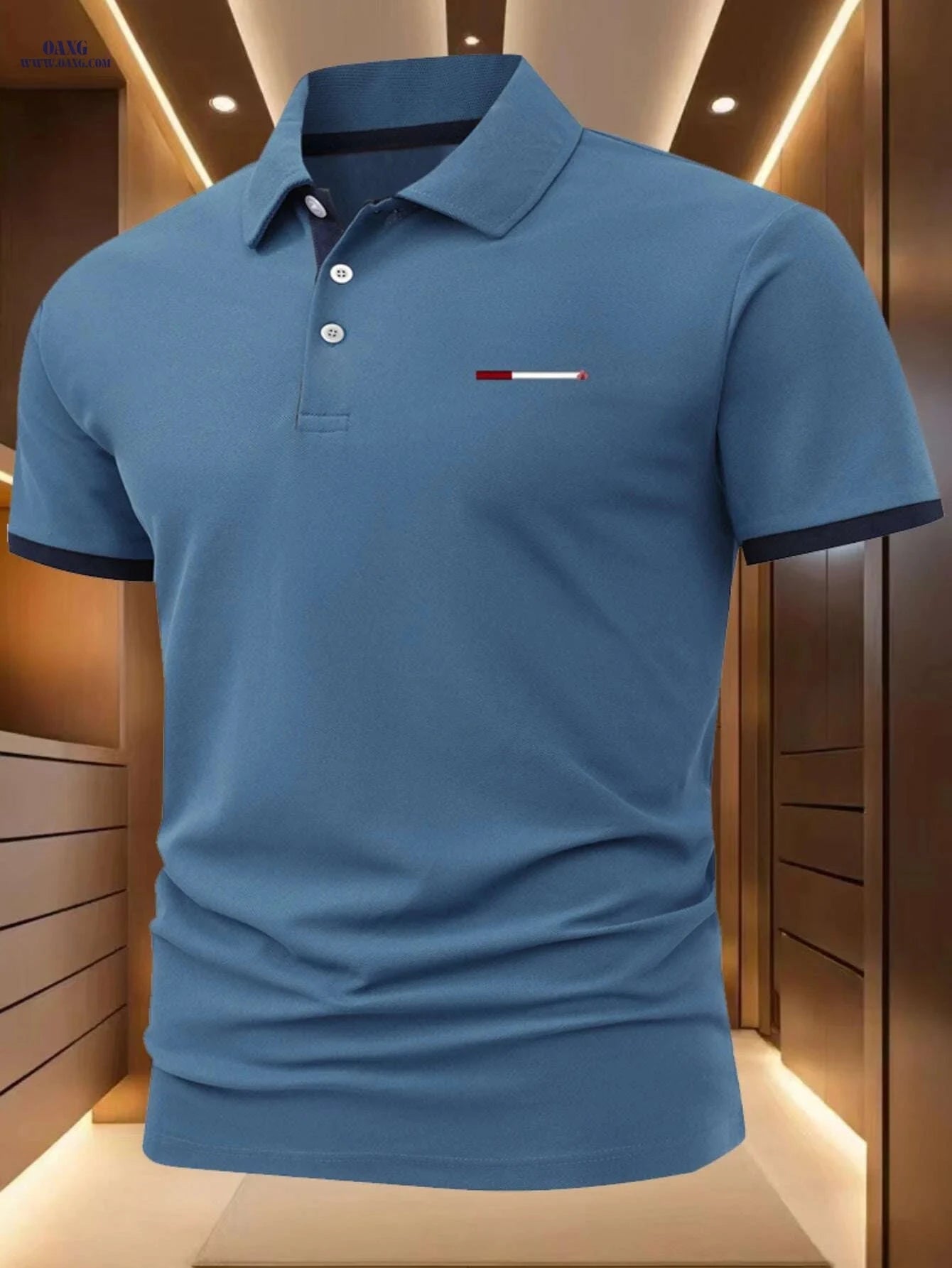 Stylish Black Polo Shirt - 100% Polyester, Casual Short Sleeve for Men   OAXG 