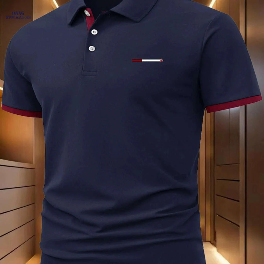 Stylish Black Polo Shirt - 100% Polyester, Casual Short Sleeve for Men   OAXG 