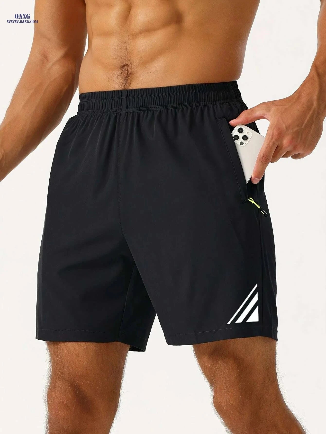 Stylish Black Shorts for Men - Quick-Dry, Lightweight, Zippered Pockets   OAXG 