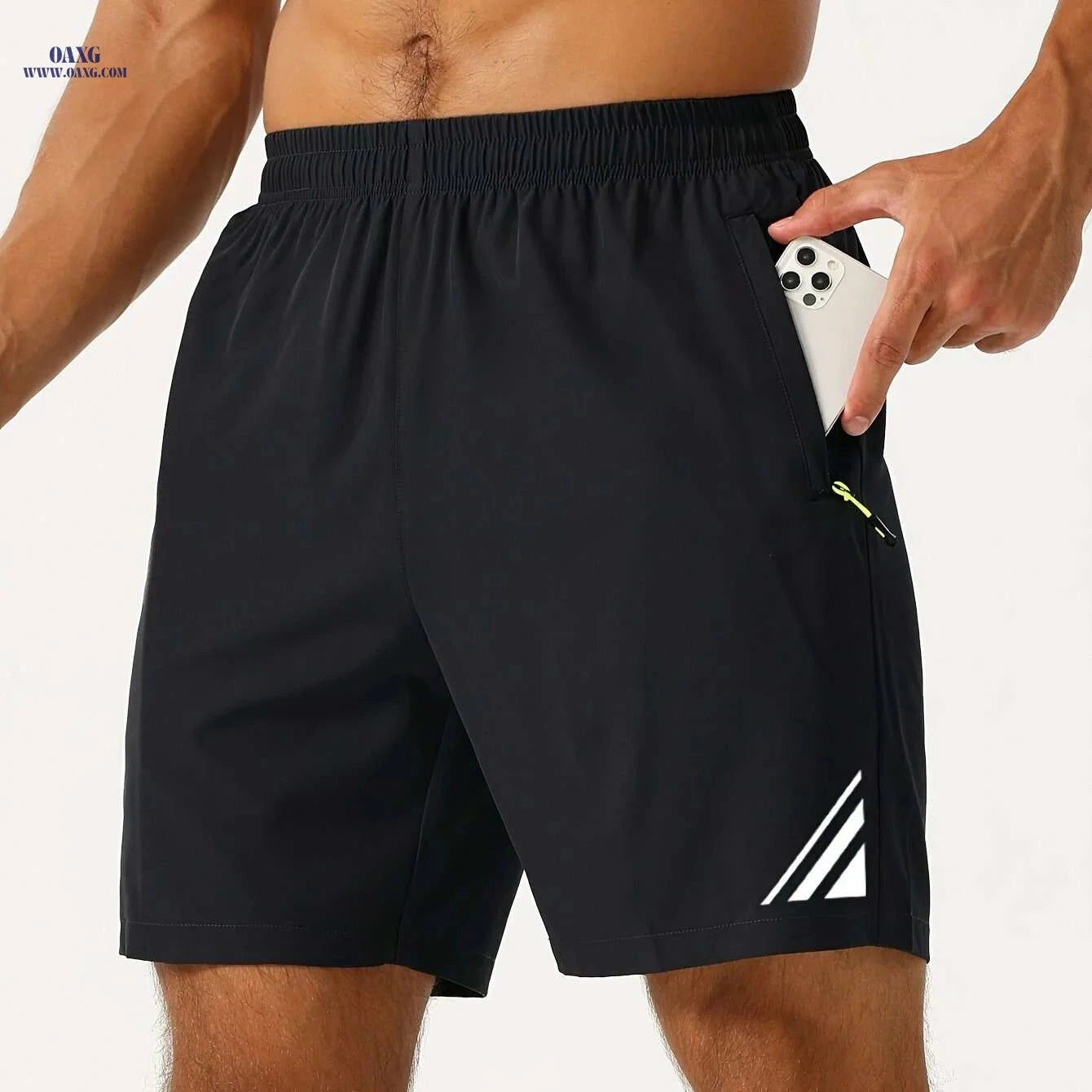Stylish Black Shorts for Men - Quick-Dry, Lightweight, Zippered Pockets   OAXG Dark Gray / S