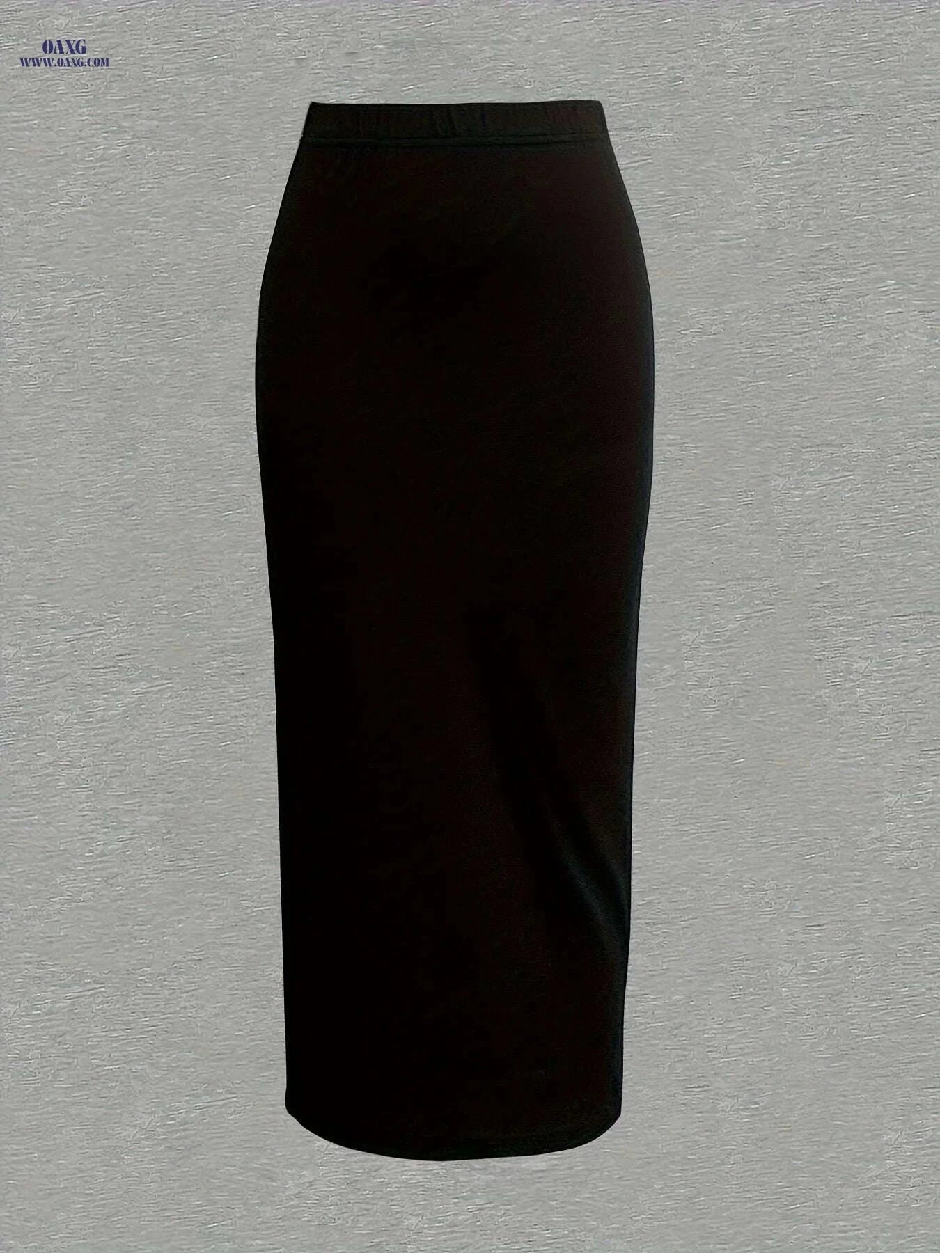 Stylish Black & White Striped High-Waist Midi Skirt - Comfortable Fit   OAXG Black / XS