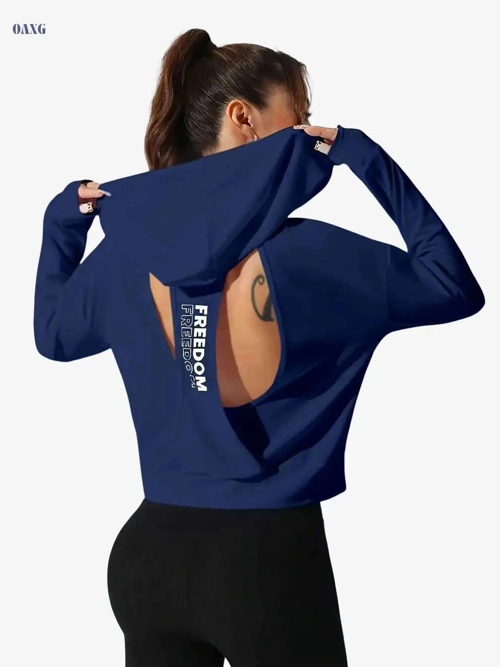 Stylish Black Women's Hoodie - Drop Shoulder, Long Sleeve Design   OAXG 