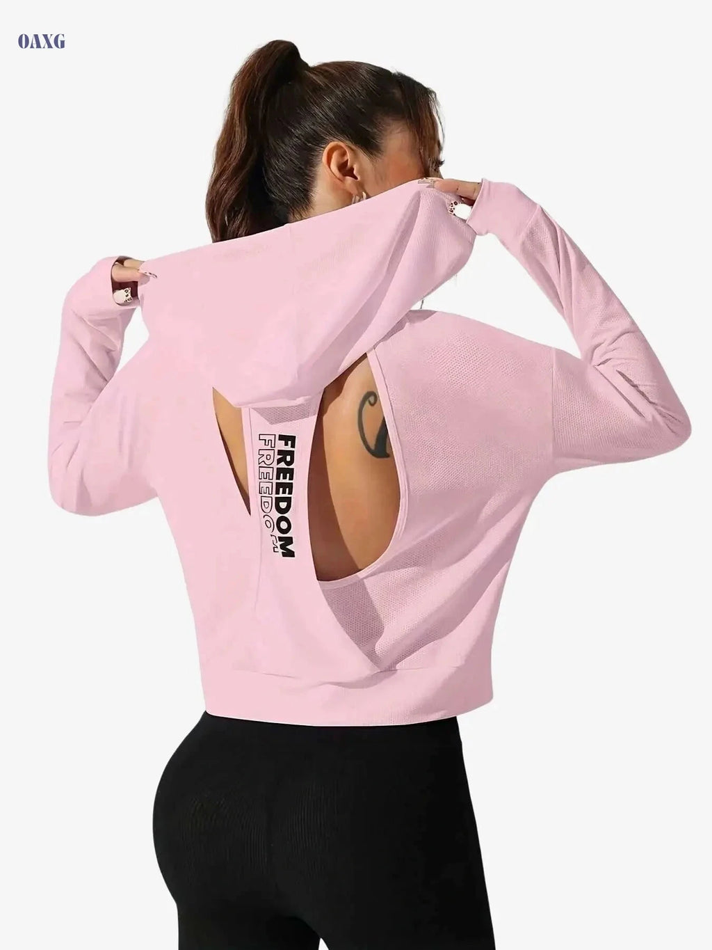 Stylish Black Women's Hoodie - Drop Shoulder, Long Sleeve Design   OAXG 