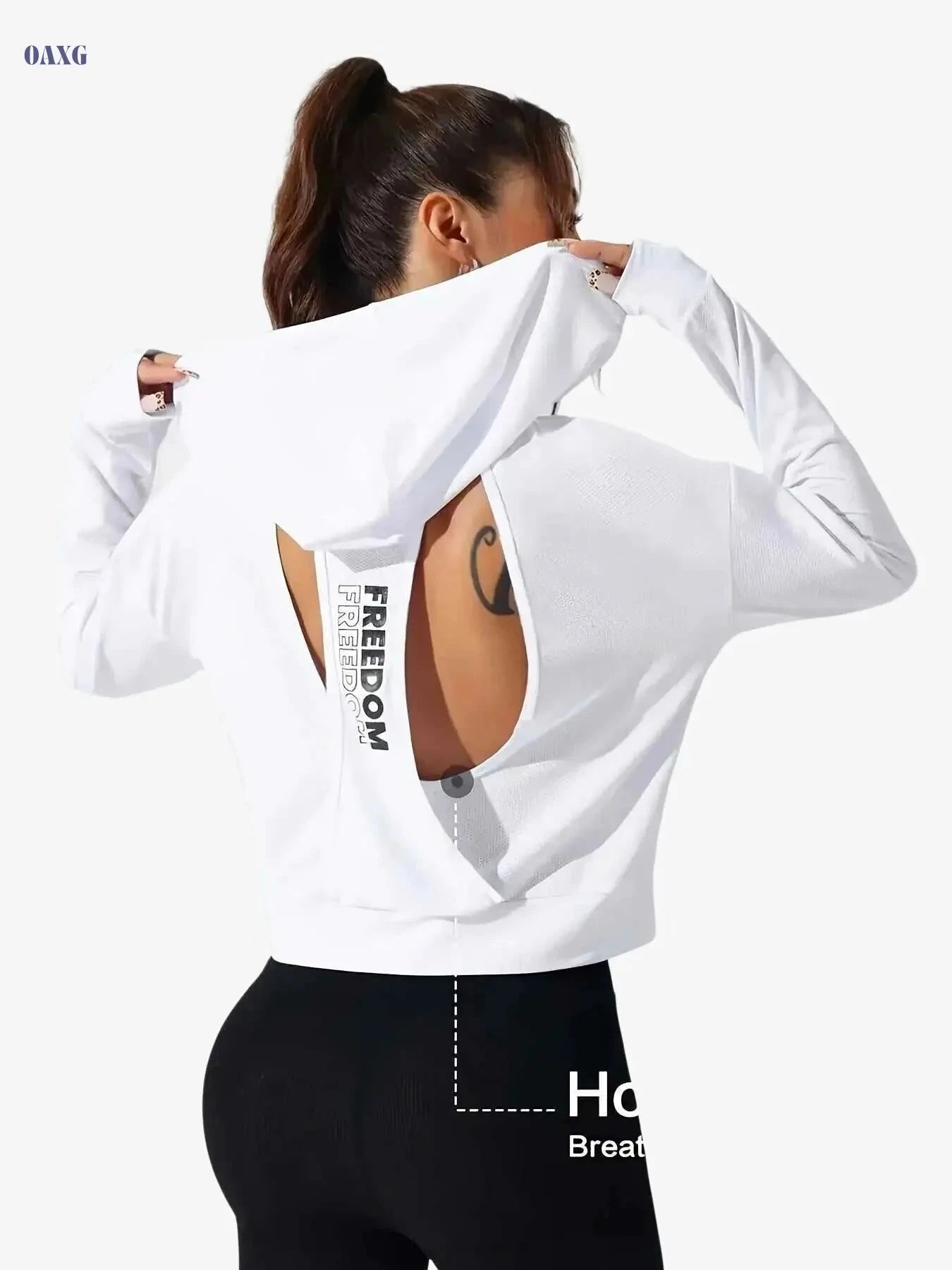 Stylish Black Women's Hoodie - Drop Shoulder, Long Sleeve Design   OAXG 