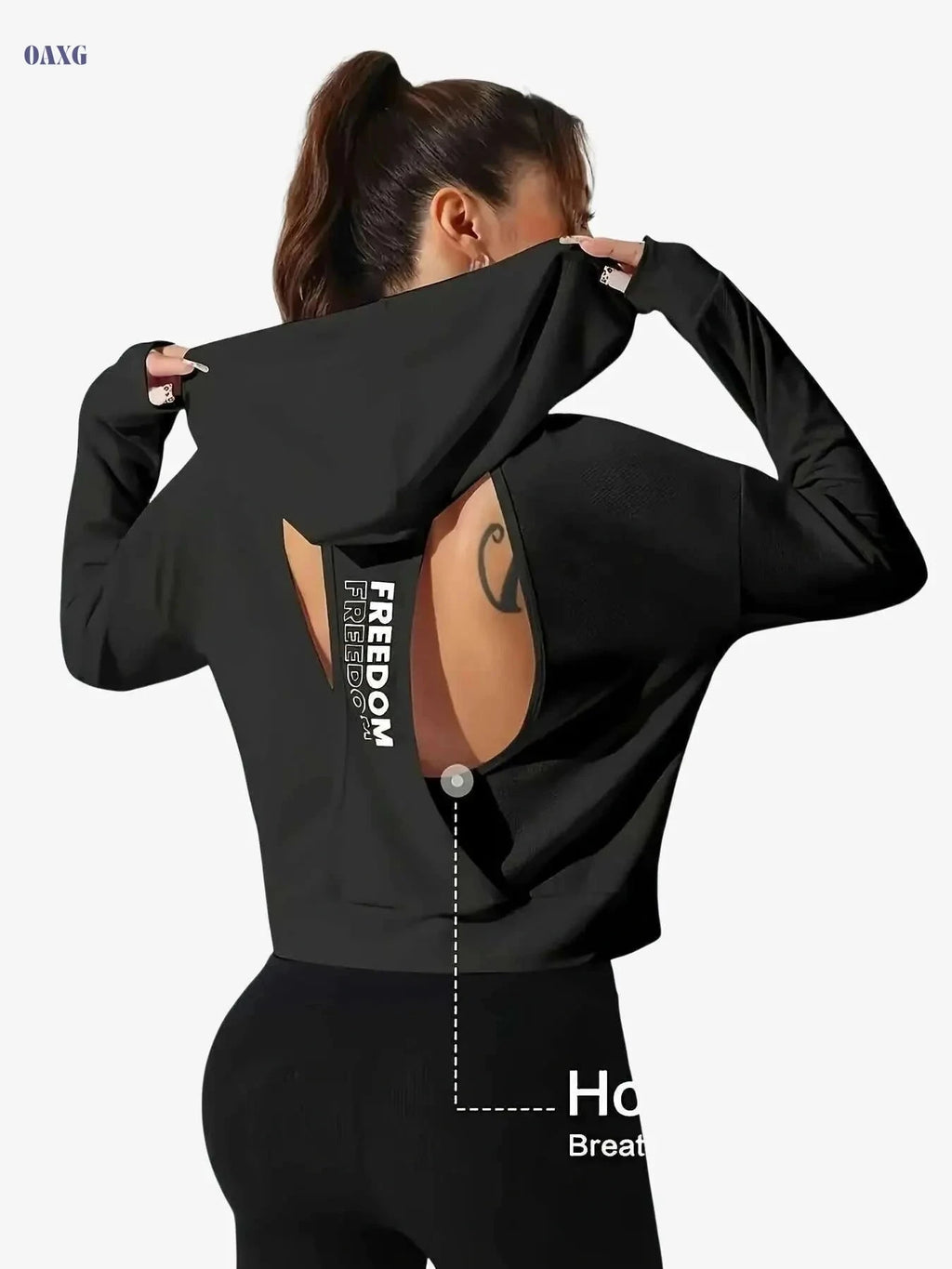 Stylish Black Women's Hoodie - Drop Shoulder, Long Sleeve Design   OAXG Black / S