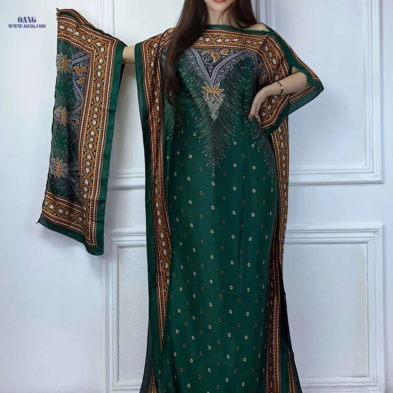 Stylish Boat Neck Abaya with Batwing Sleeves - Perfect for Spring   OAXG 