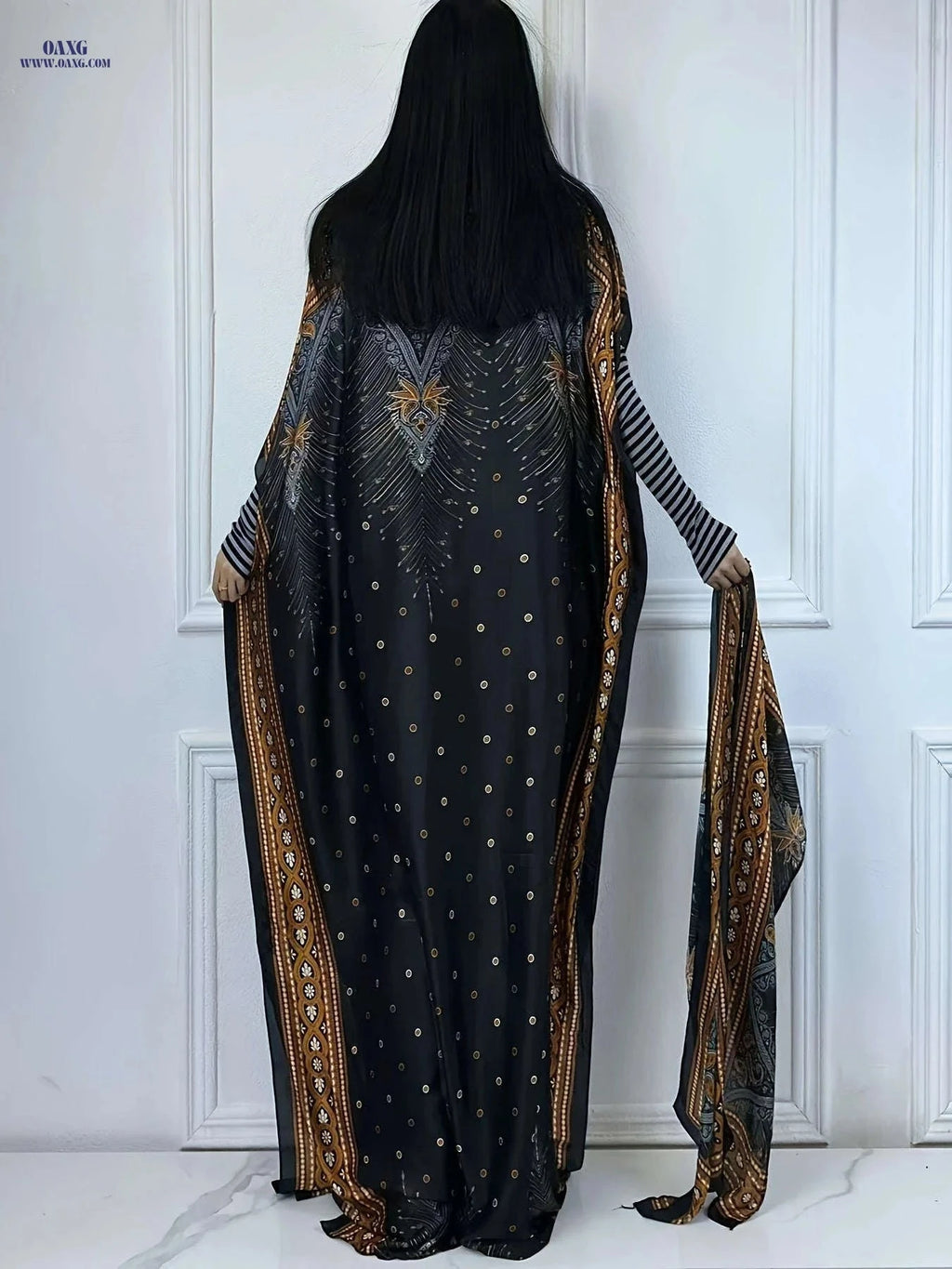 Stylish Boat Neck Abaya with Batwing Sleeves - Perfect for Spring   OAXG 
