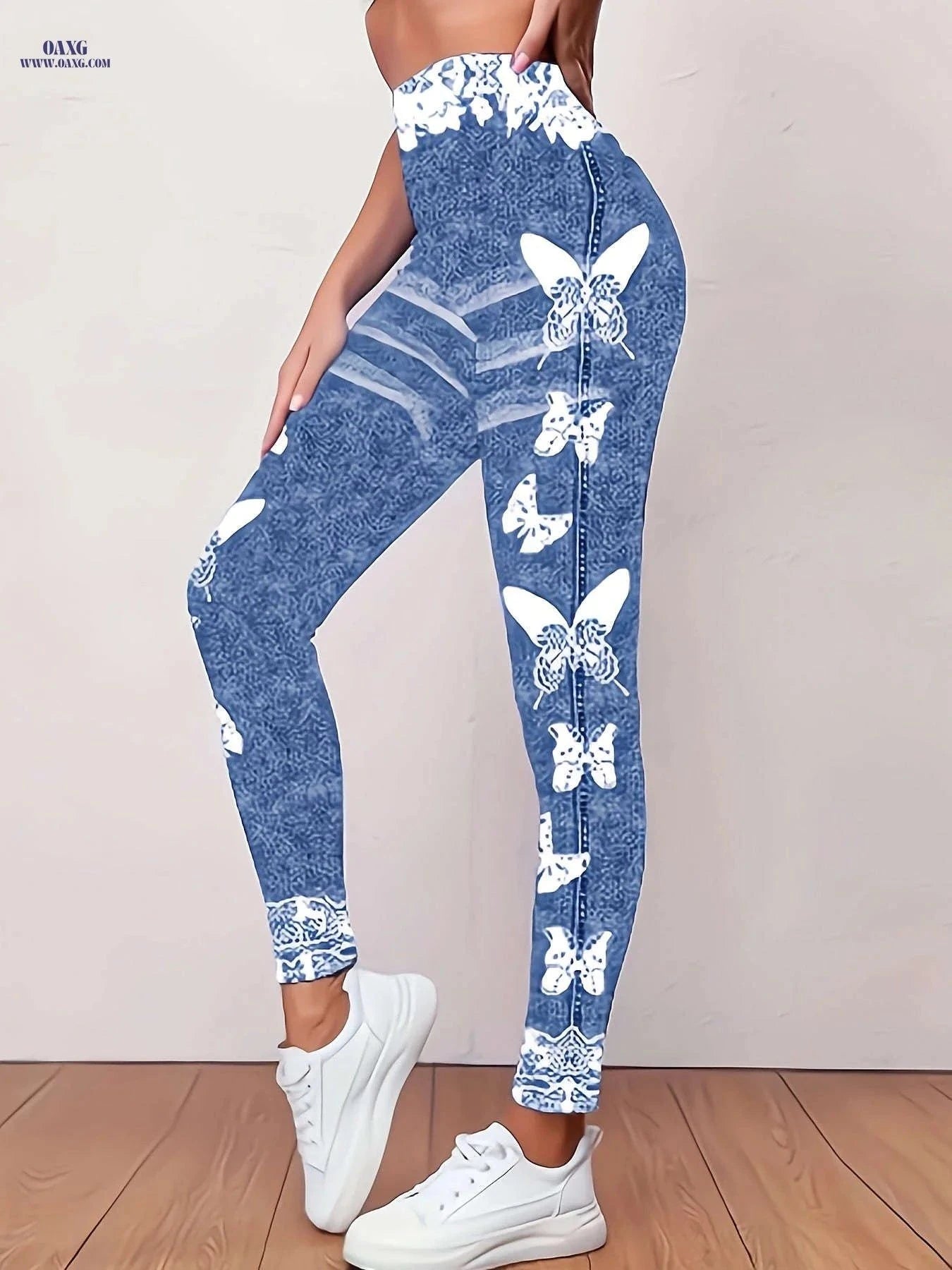 Stylish Butterfly Printed Leggings - Soft Stretchy Jegging for Women   OAXG Mixed colors / S