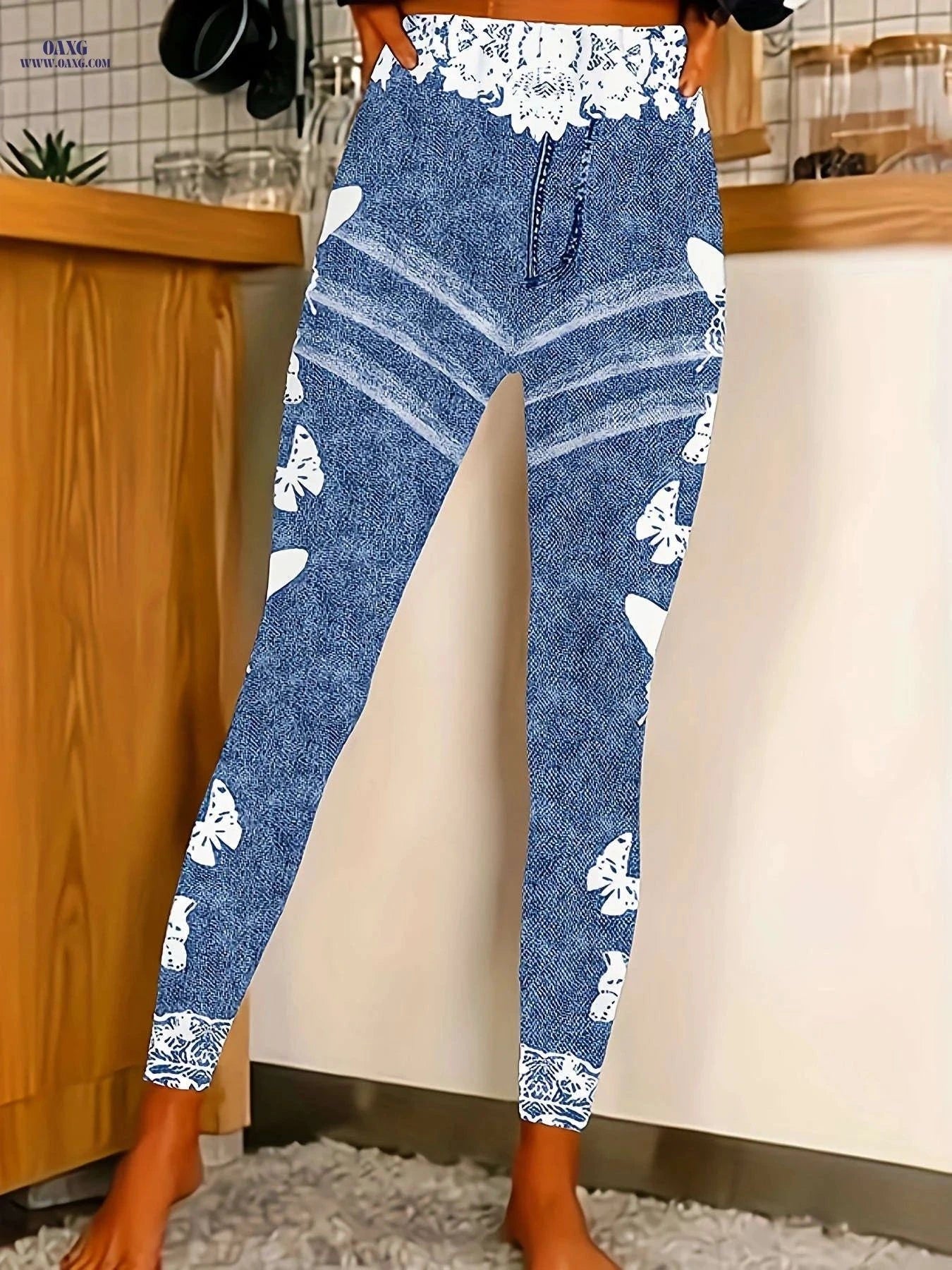 Stylish Butterfly Printed Leggings - Soft Stretchy Jegging for Women   OAXG Mixed colors / S