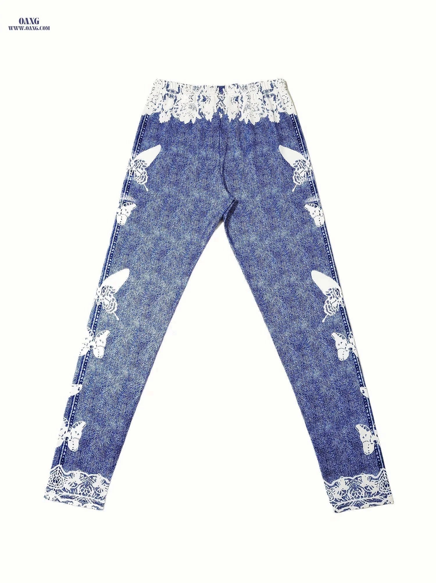 Stylish Butterfly Printed Leggings - Soft Stretchy Jegging for Women   OAXG Mixed colors / S