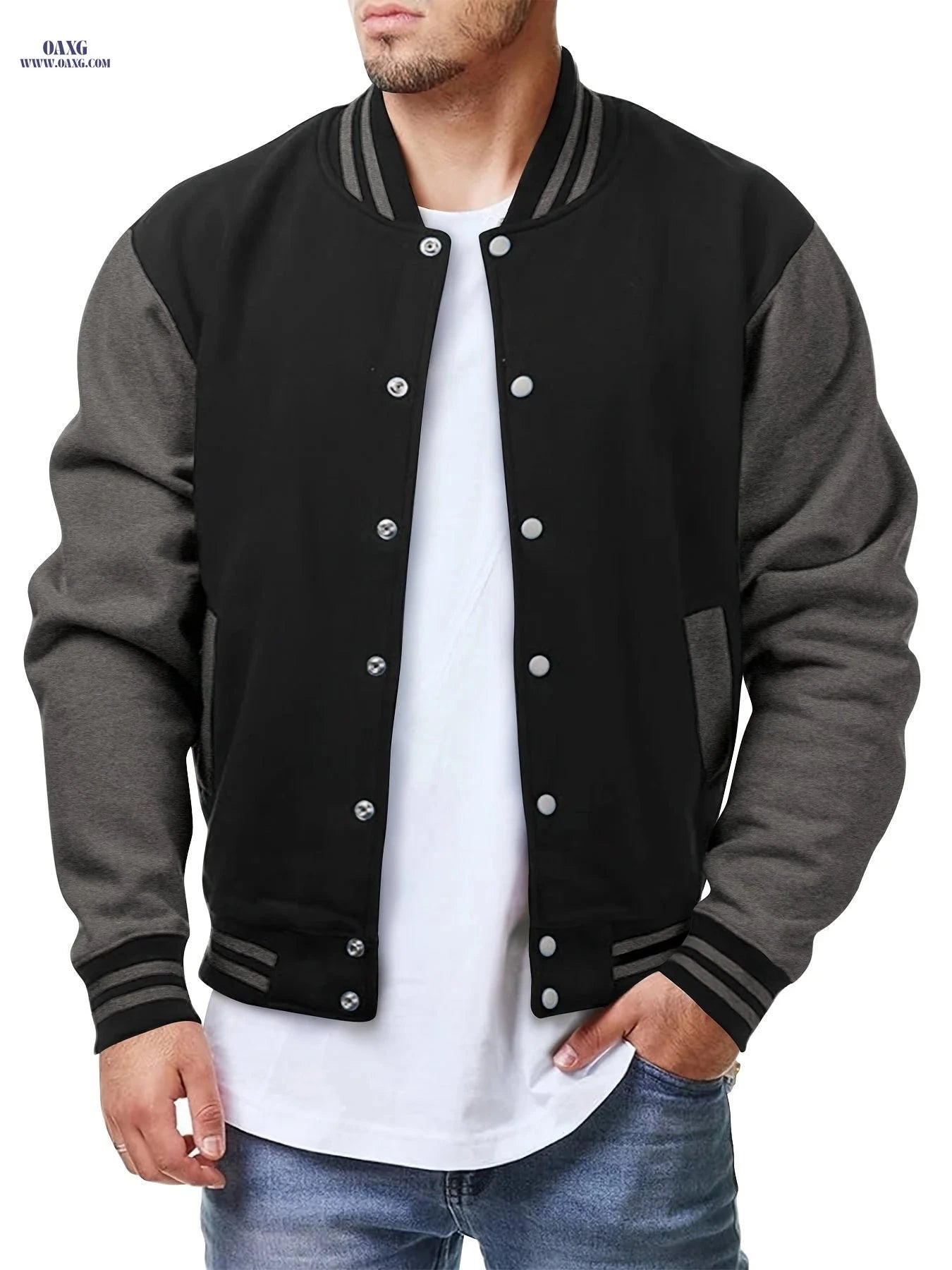 Stylish Casual Jacket for Men - Spring & Autumn Fashion Essential   OAXG Black / FR S