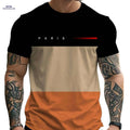 Stylish Casual Men's Graphic T-Shirt - Color-Blocked Design for Summer   OAXG 