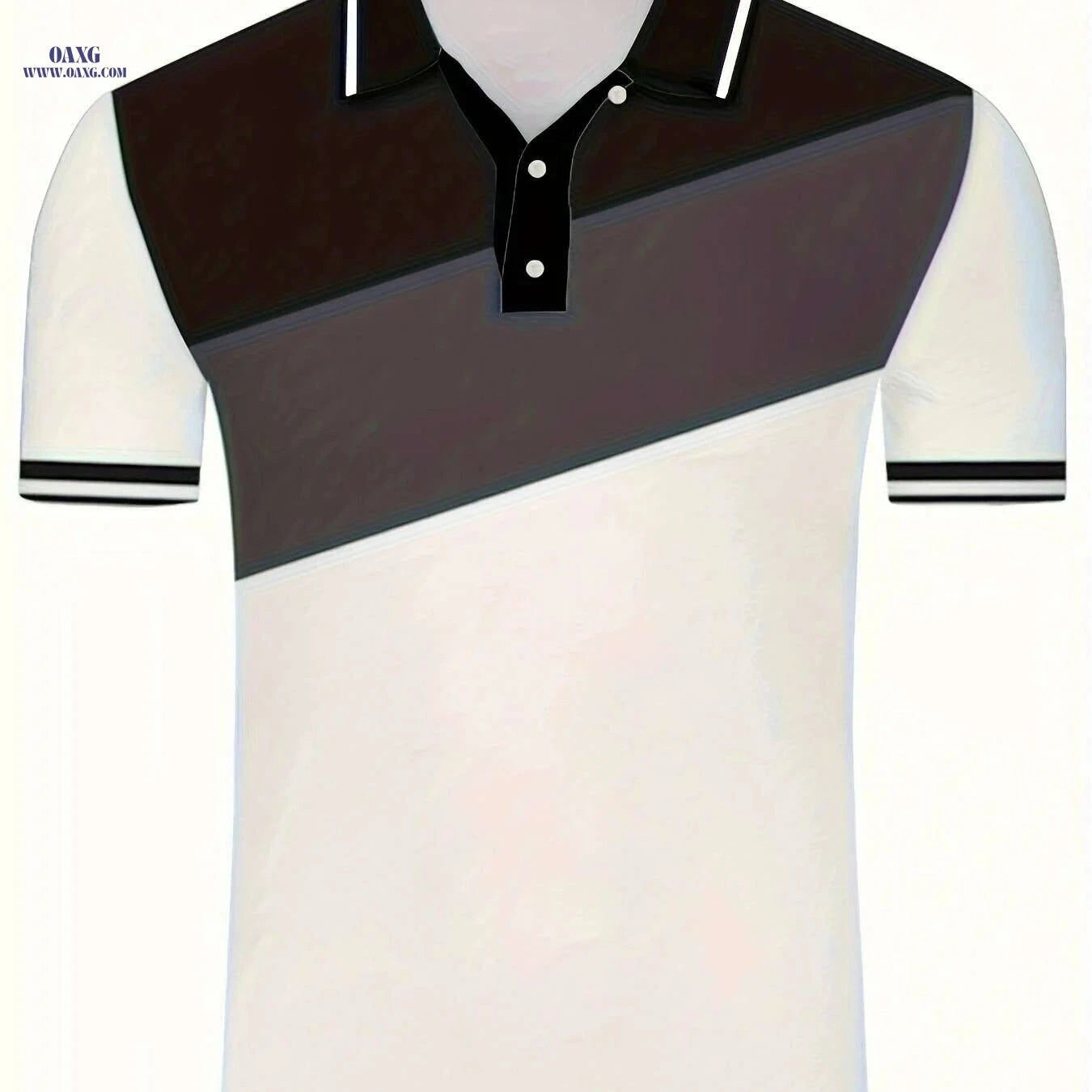 Stylish Color Block Men's Short Sleeve Shirt - Geometric Pattern Casual   OAXG 