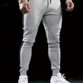 Stylish Color-Blocked Men's Casual Pants - Elastic Waist, Relaxed Fit   OAXG Light Grey / S
