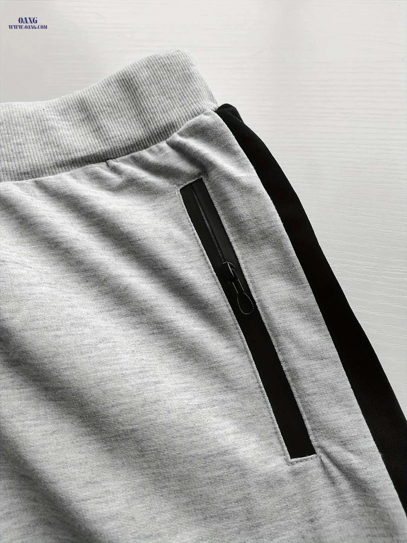 Stylish Color-Blocked Men's Casual Pants - Elastic Waist, Relaxed Fit   OAXG Light Grey / S