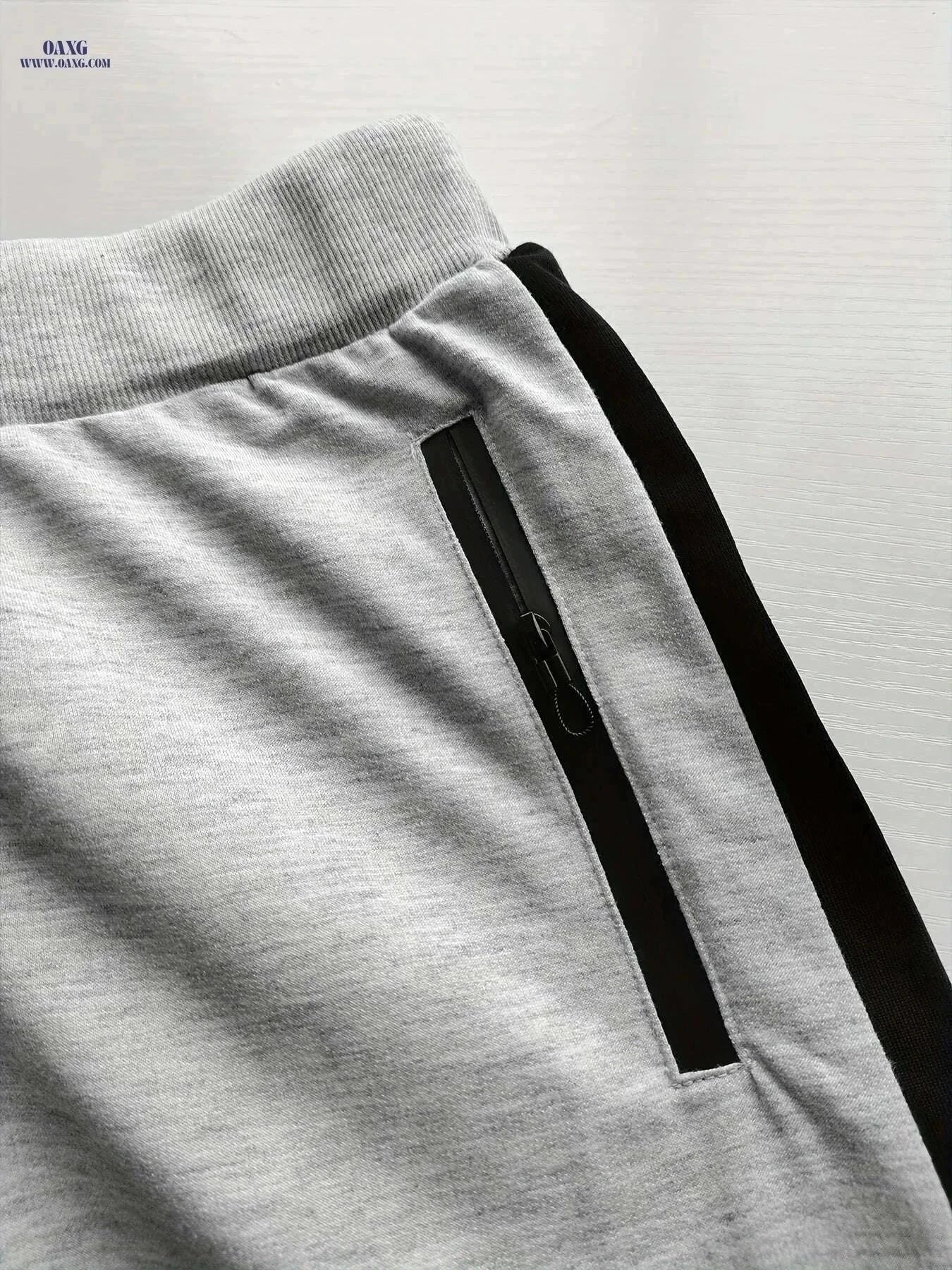 Stylish Color-Blocked Men's Casual Pants - Elastic Waist, Relaxed Fit   OAXG Light Grey / S