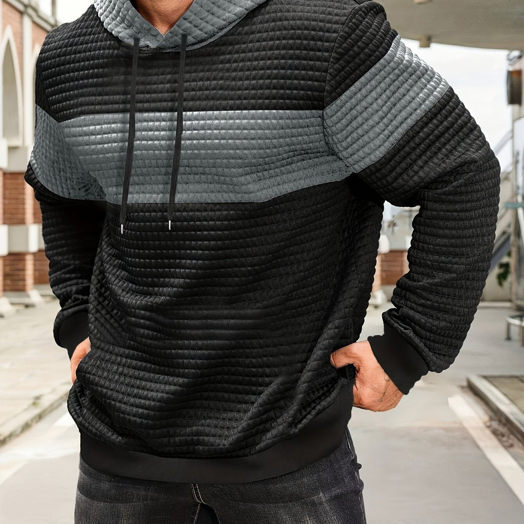 Stylish Color-Blocking Hoodie Sweatshirt for Men - Casual Pullover   OAXG 
