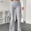 Stylish Flared Pants - Plush Solid Color for Commuting & Casual Wear   OAXG 