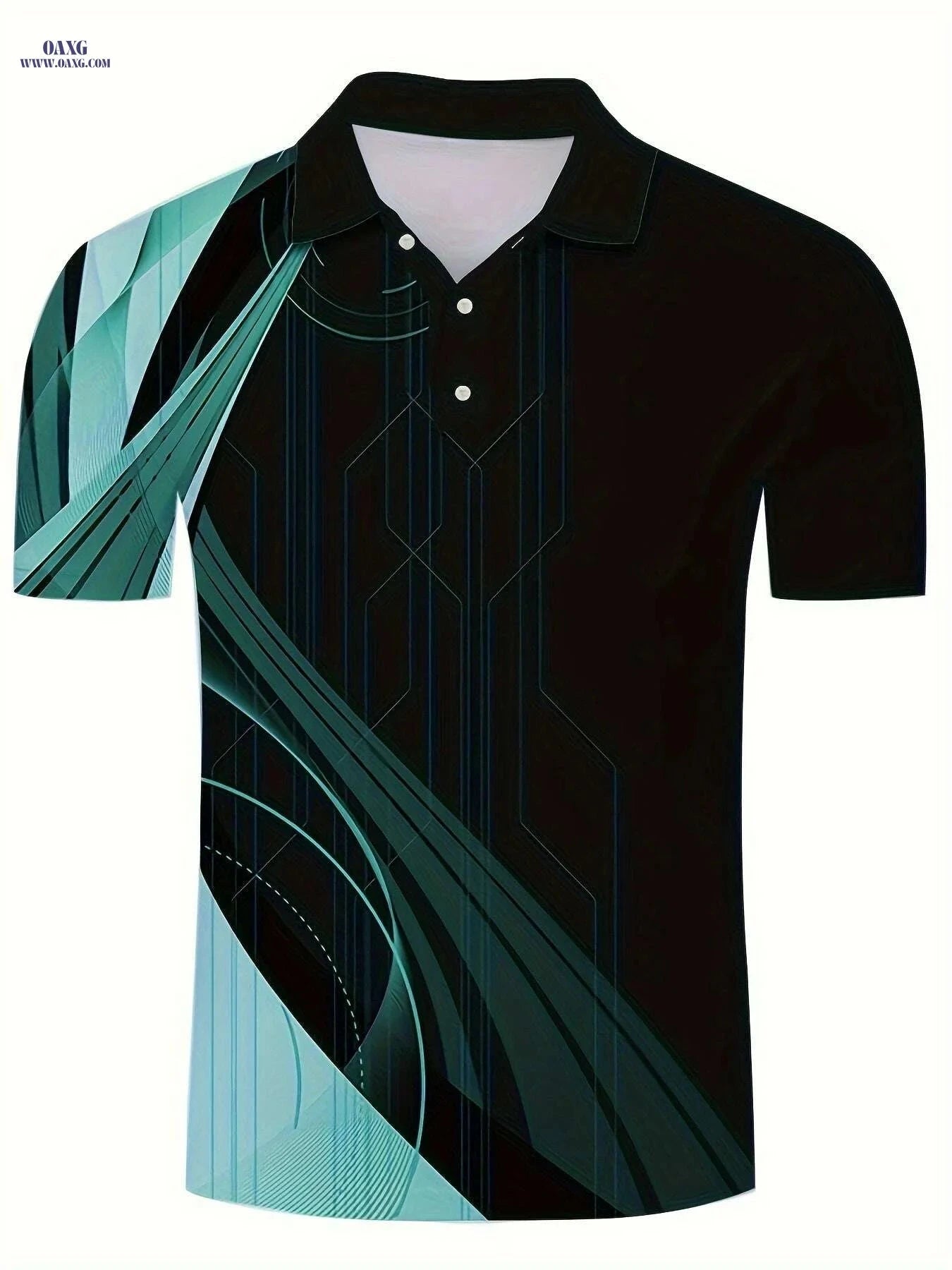 Stylish Geometric Pattern Men's Lightweight Short Sleeve Shirt - Casual Fit   OAXG Blue / S